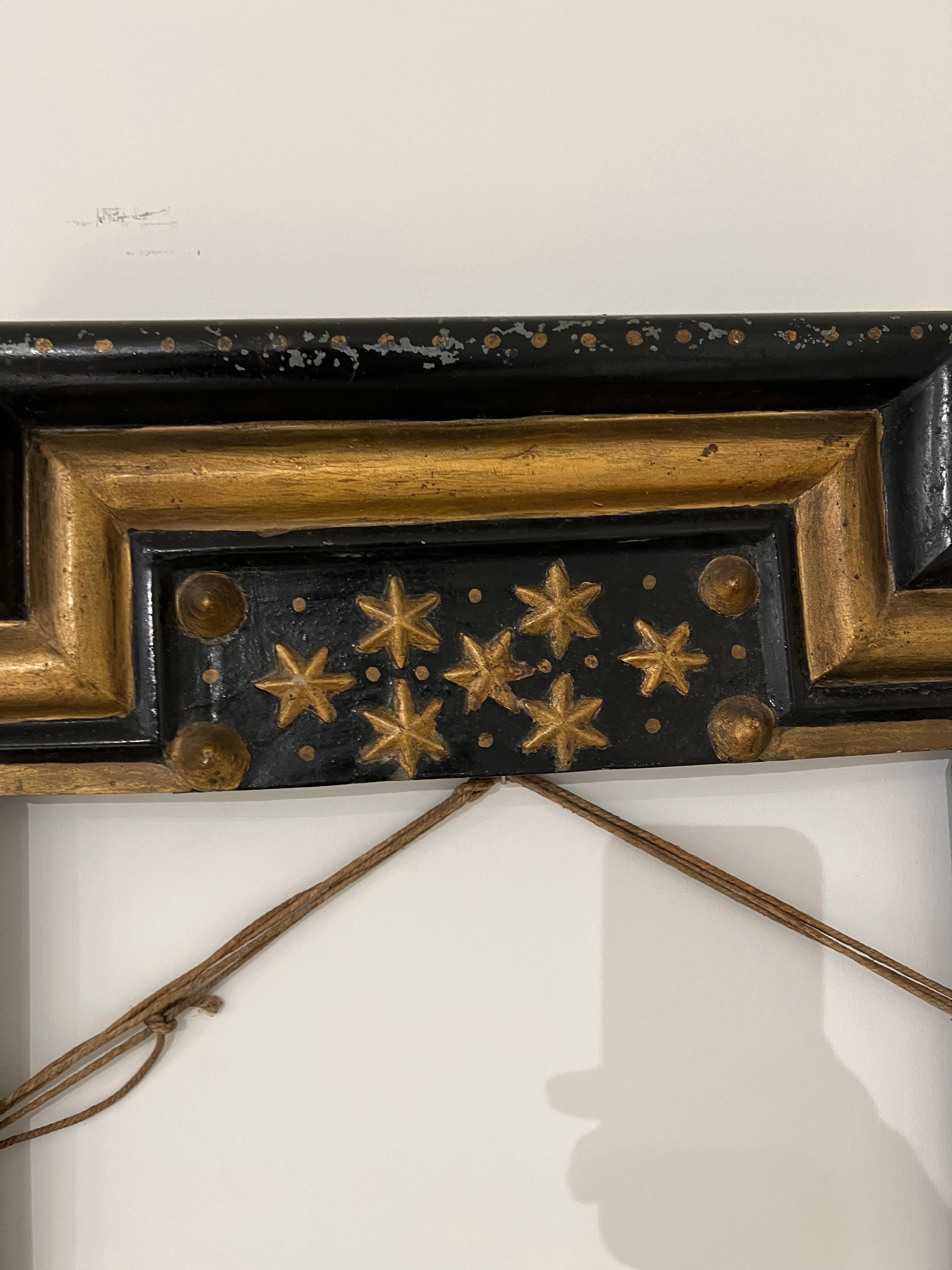 19th Century Napoleon III Black Tole Frame with Stars