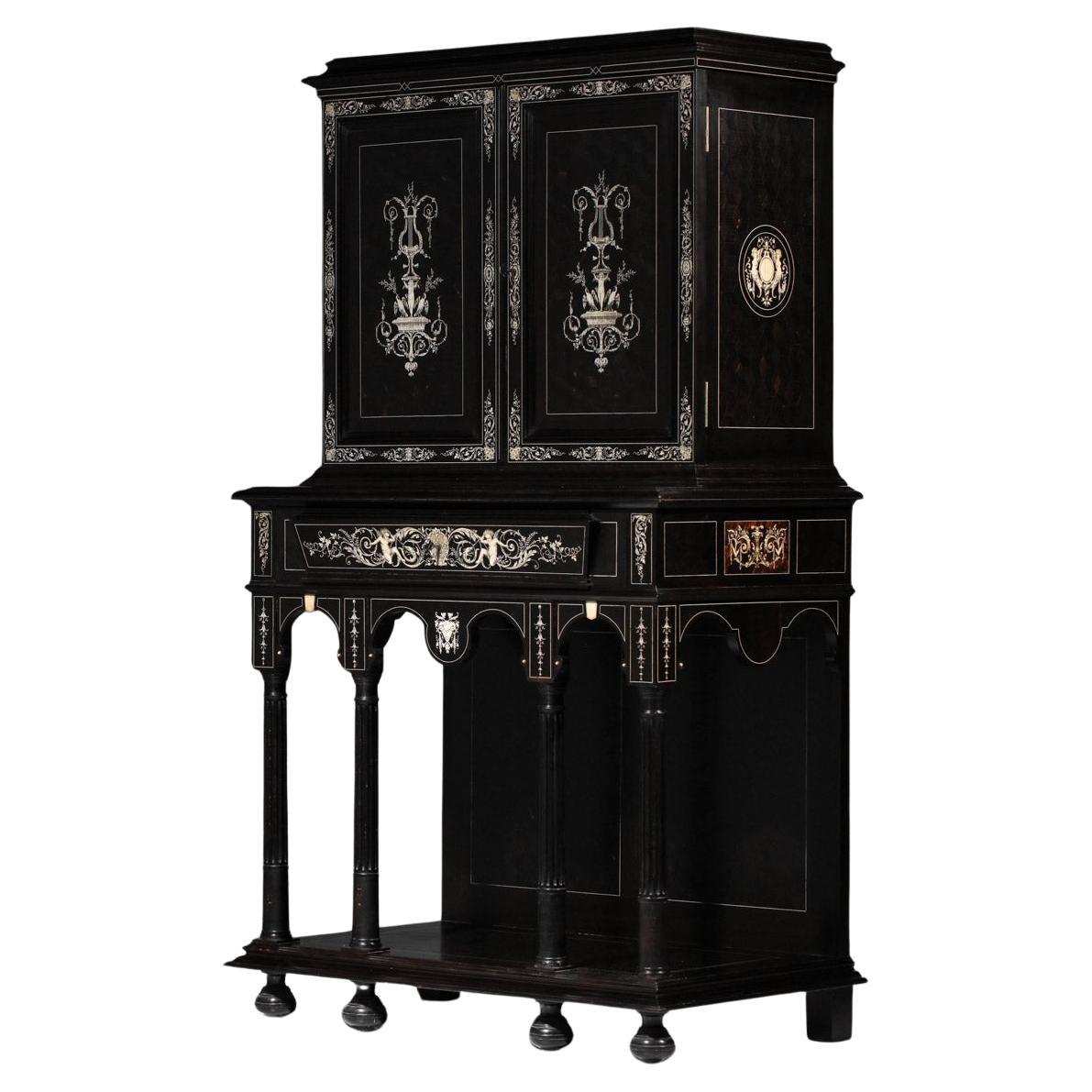 Napoleon III bonheur du jour secretary desk in wood and marquetry For Sale