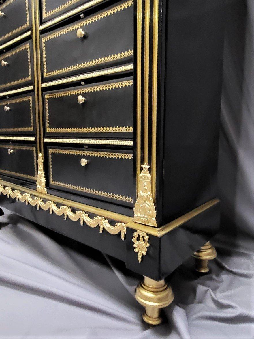 Gilt Napoleon III Boule 20 Cardboards Cabinet, France, 19th Century For Sale