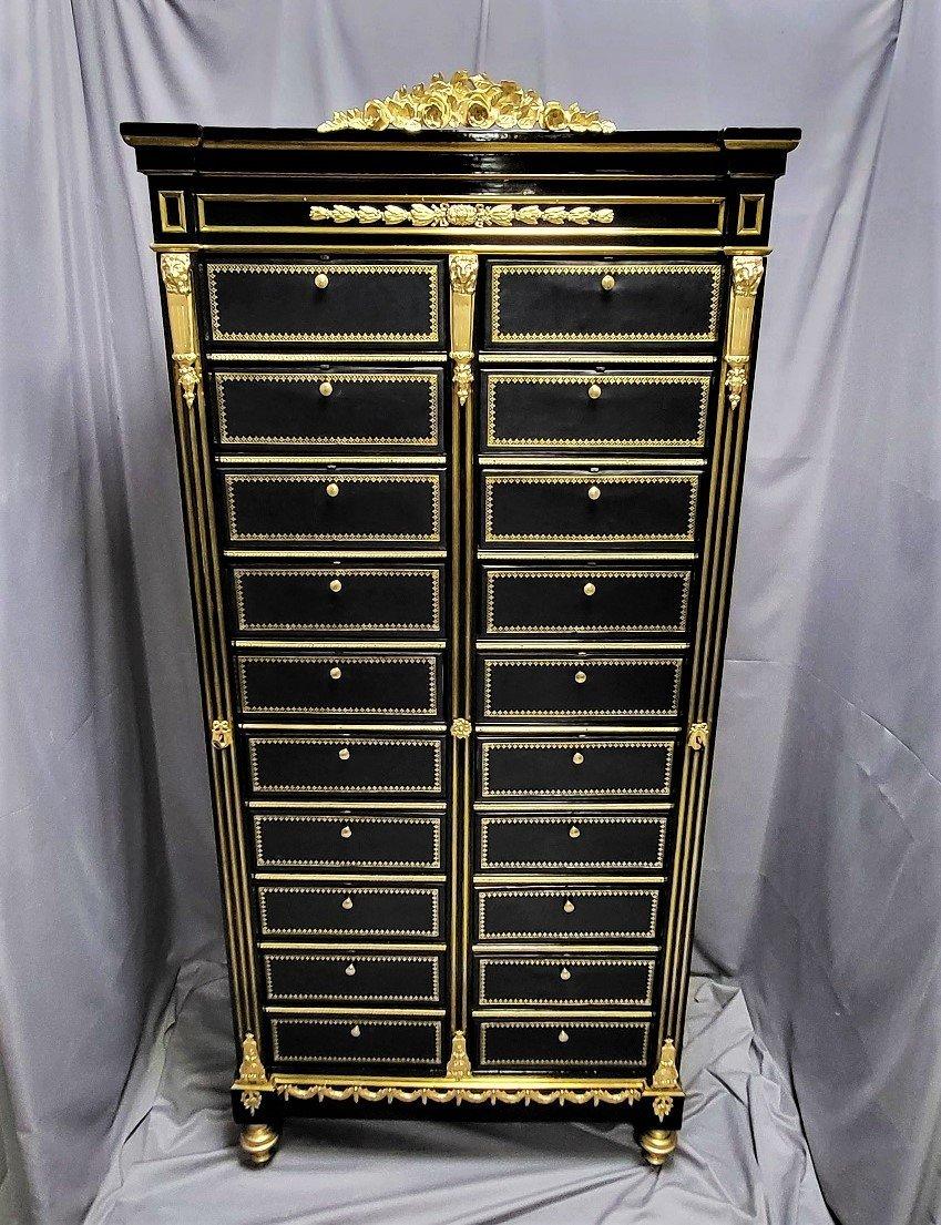 Late 19th Century Napoleon III Boule 20 Cardboards Cabinet, France, 19th Century For Sale