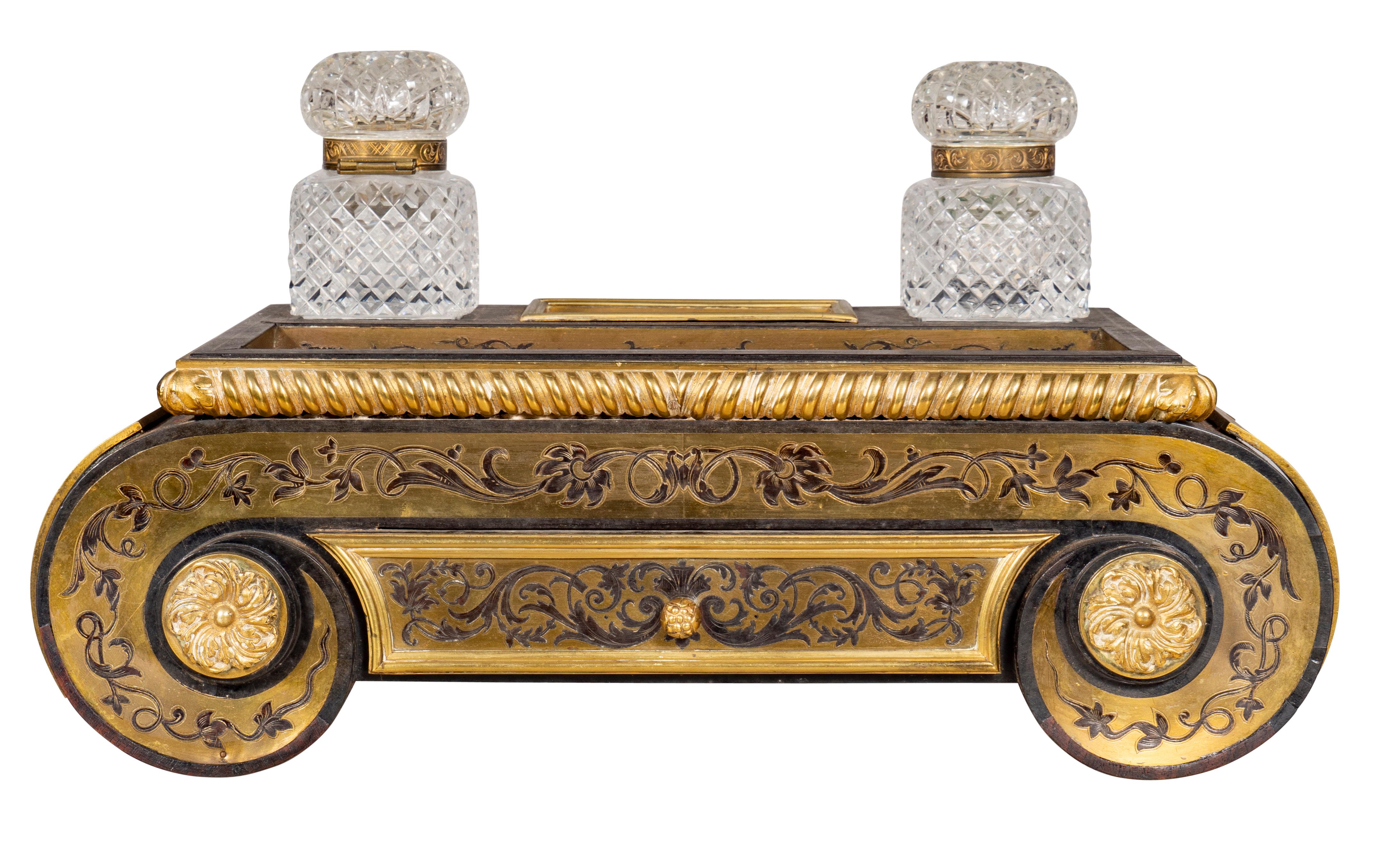 Napoleon III Boulle Inkstand In Good Condition For Sale In Essex, MA