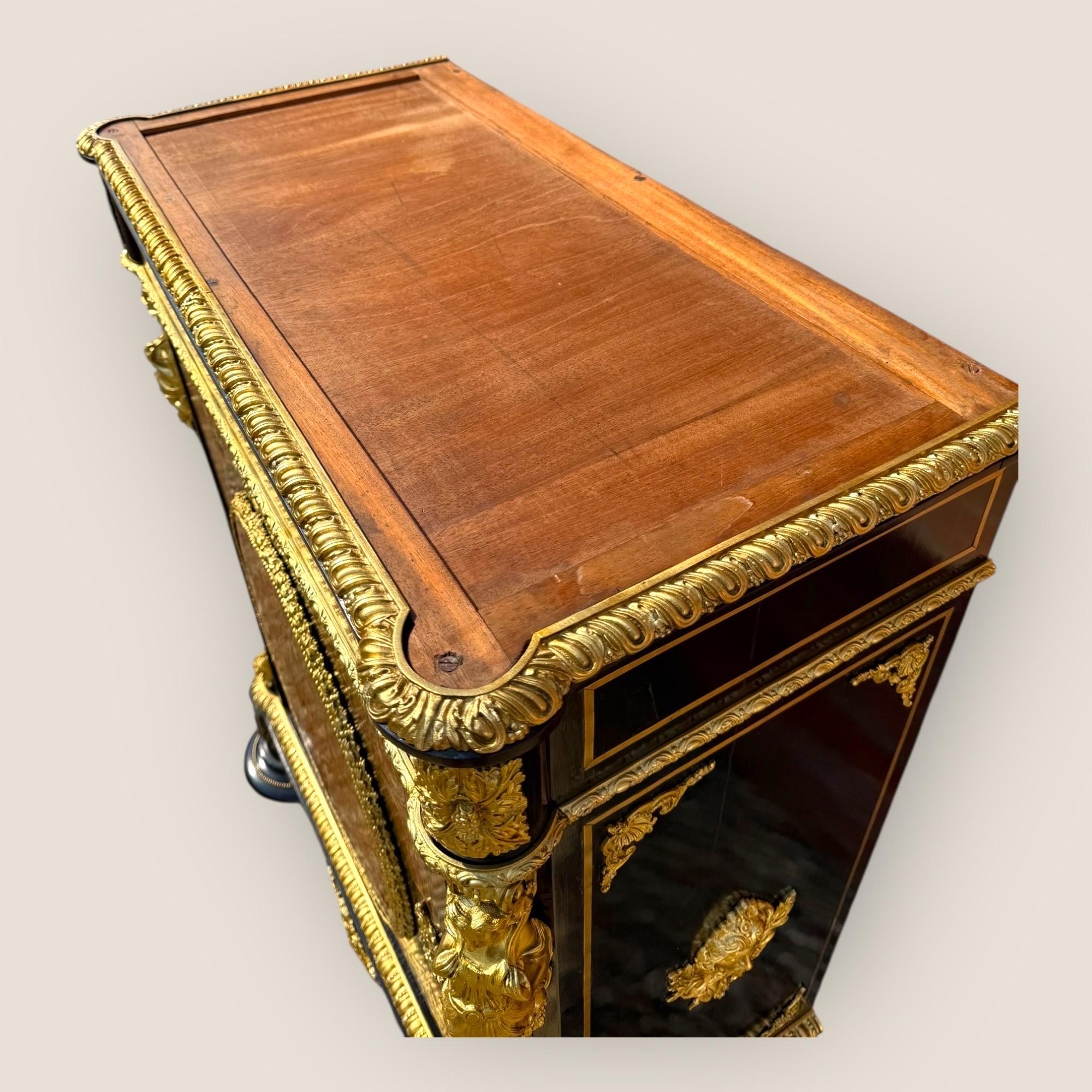 Gabinetto da molo Napoleone III in boulle e marmo in vendita 7