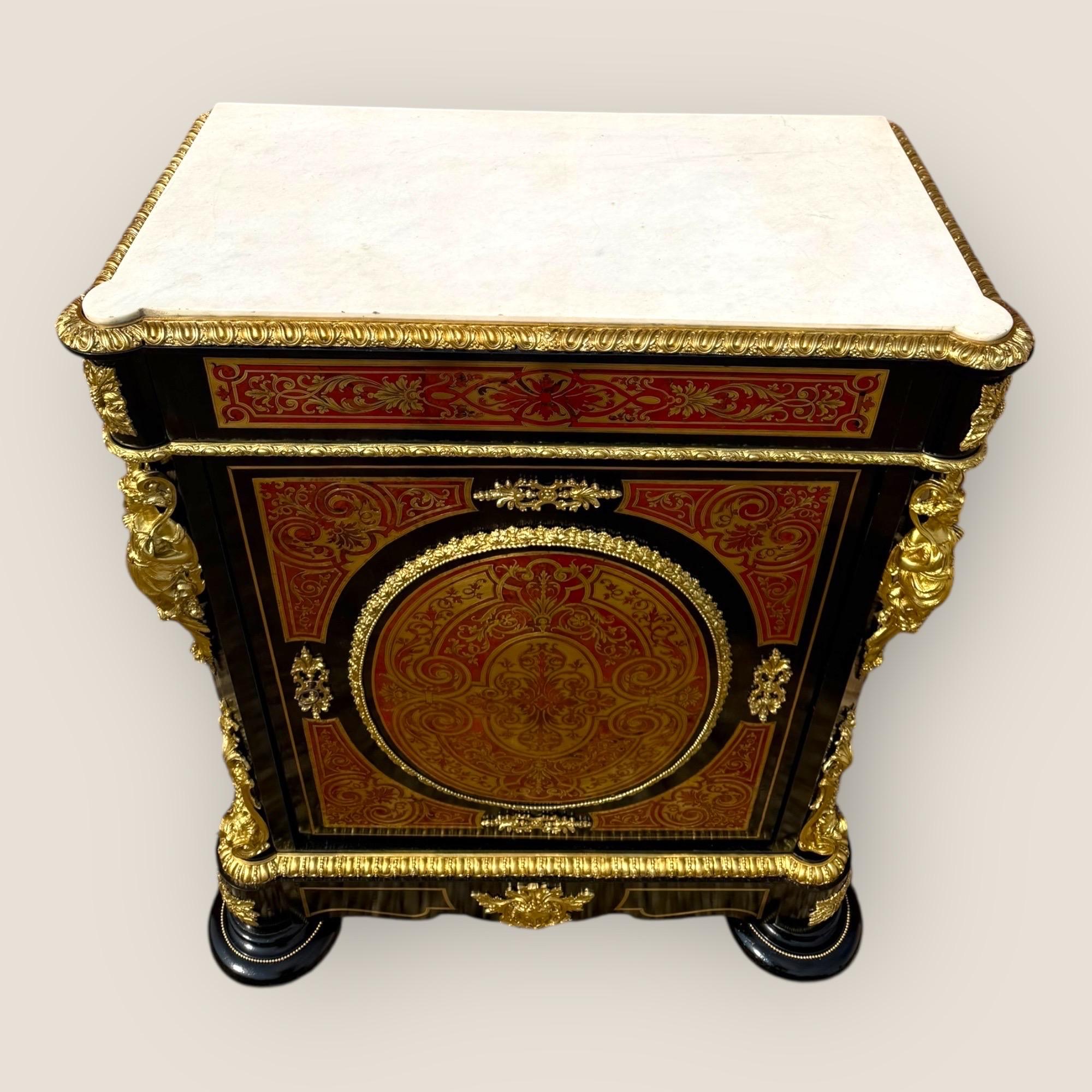 Gabinetto da molo Napoleone III in boulle e marmo In condizioni buone in vendita a King's Lynn, GB