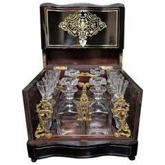 Napoleon III Boulle Marquetry and Baccarat Crystal Cave a Liqueur, 19th Century