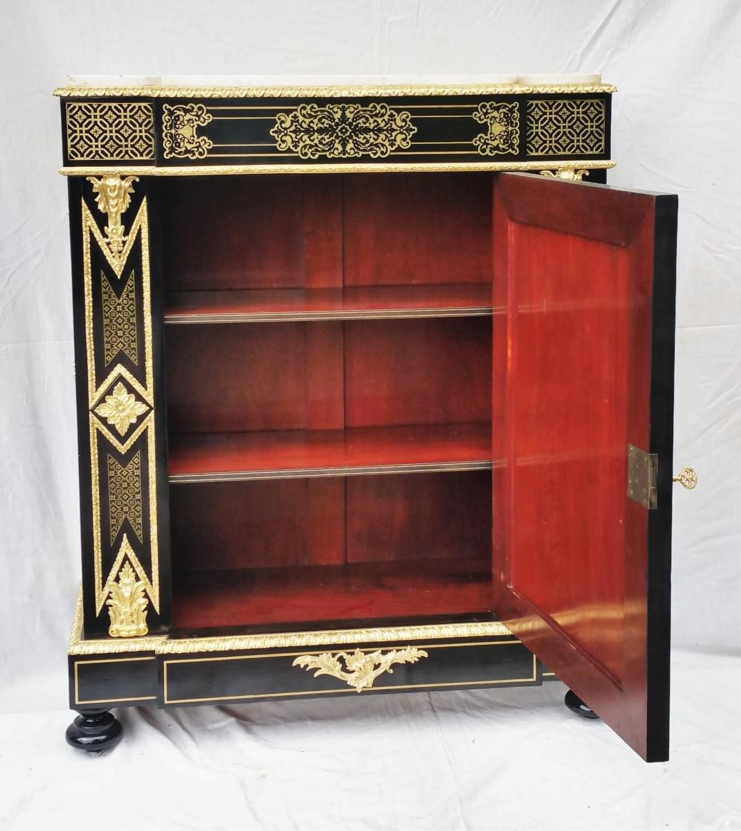 Napoleon III Boulle Marquetry Carrara Cabinet, France, 19th Century 1