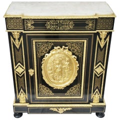 Napoleon III Boulle Marquetry Carrara Cabinet, France, 19th Century