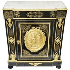 Napoleon III Boulle Marquetry Carrara Cabinet, France, 19th Century