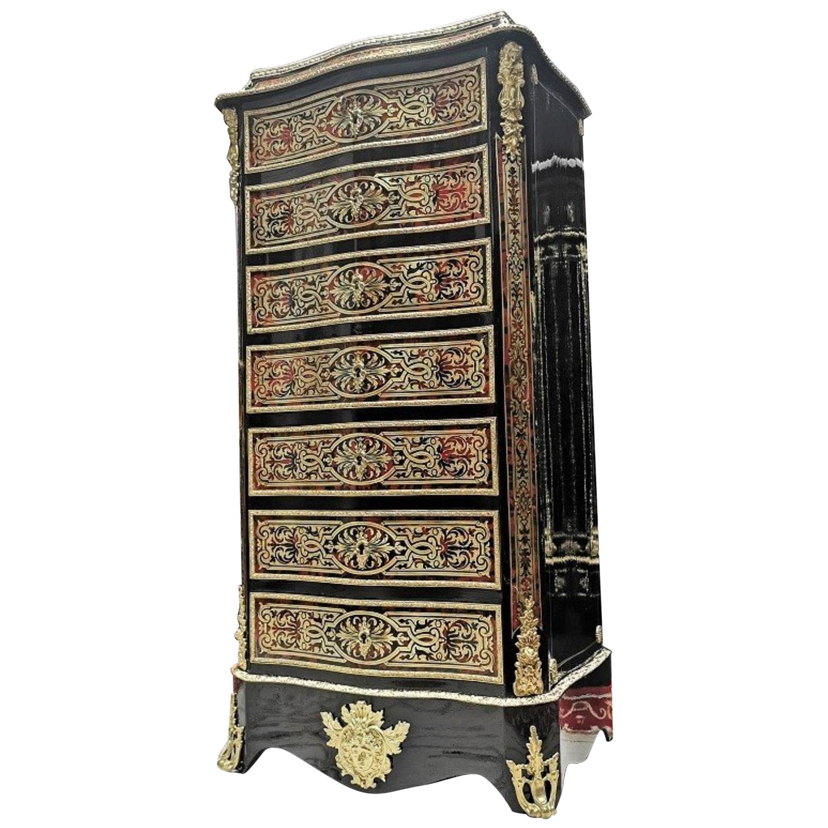 Napoleon III Boulle Marquetry Secretary Cabinet, France, 19th Century
