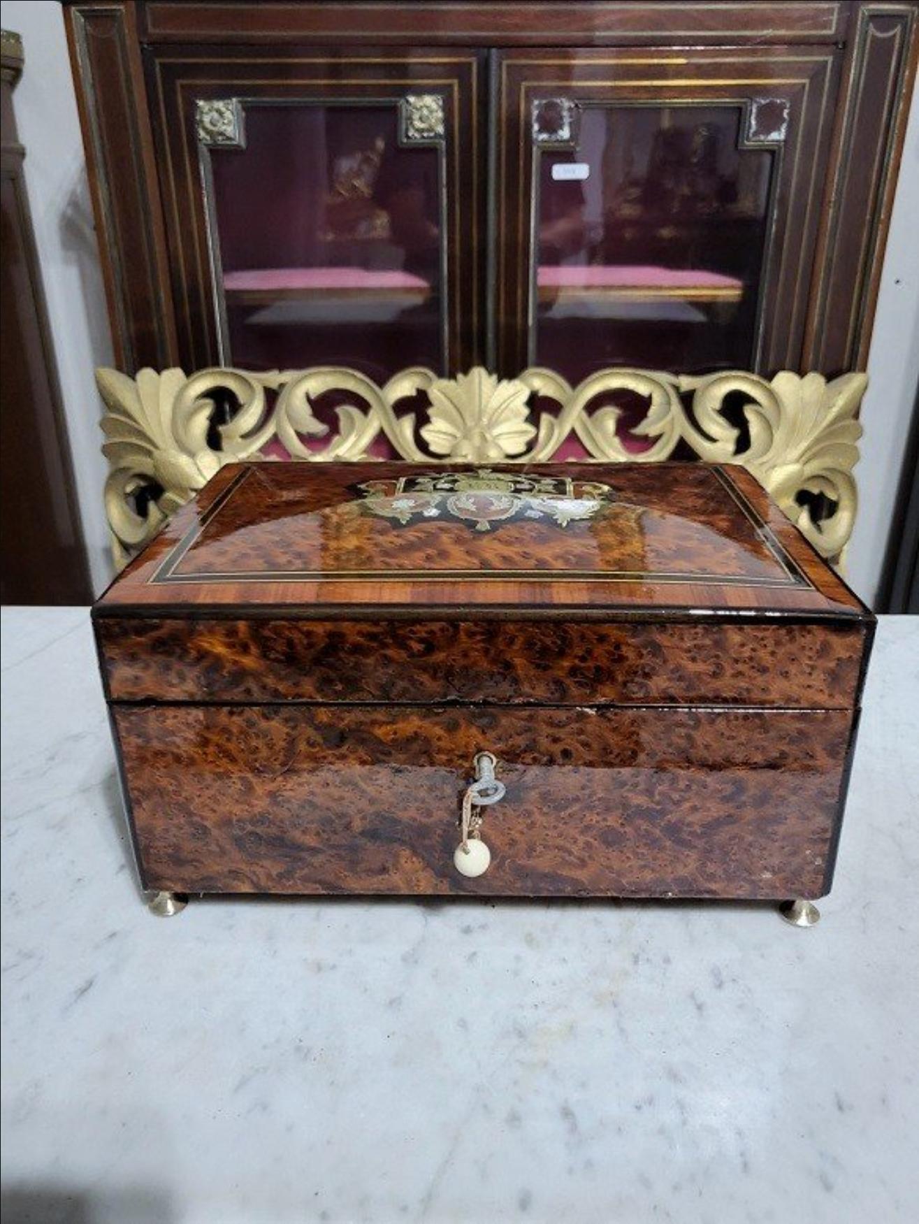 French Napoleon III Boulle Marquetry Sewing Box, France, 1875