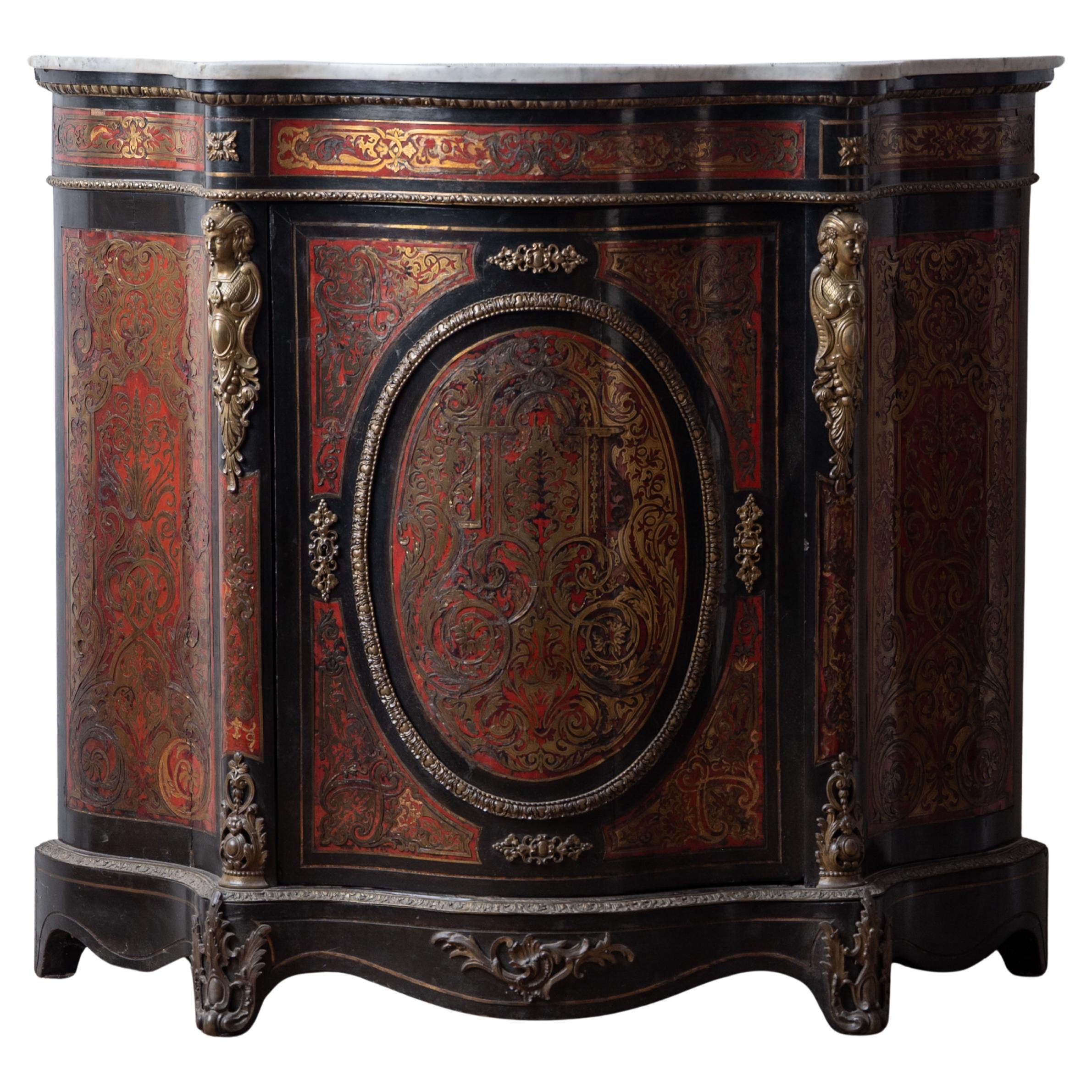 Boulle-Beistellschrank Napoleon III. mit Intarsien, um 1860