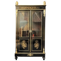 Napoleon III Boulle Music Style Vitrine Bookcase, France, 1860