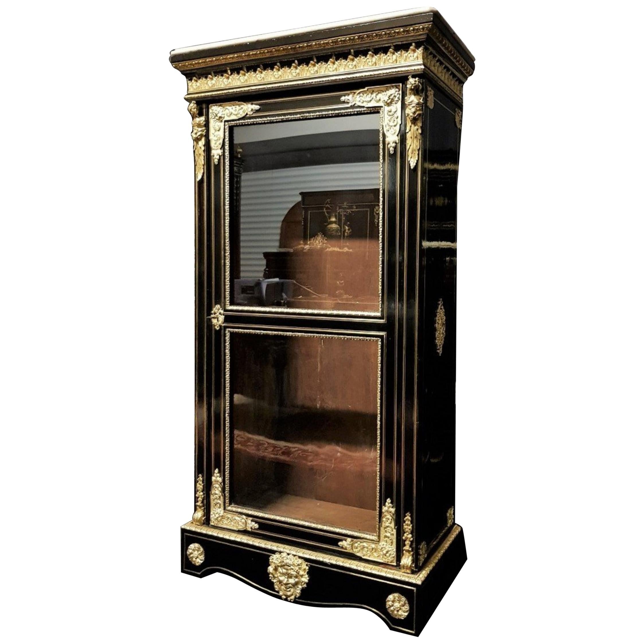 Napoleon III Boulle Vitrine Bookcase Cabinet, France, 1865