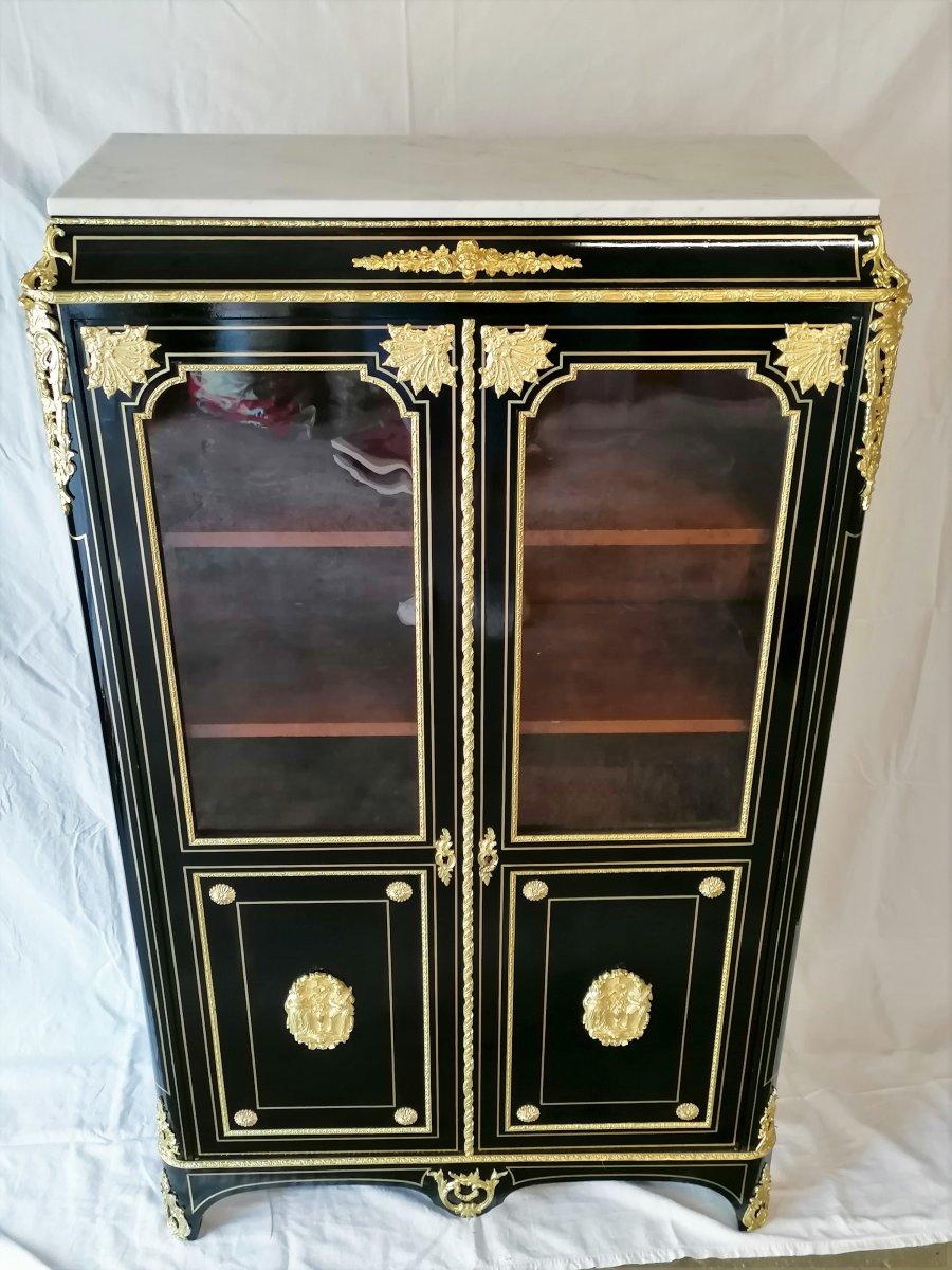 French Napoleon III Boulle Vitrine Bookcase, France, 19th Century