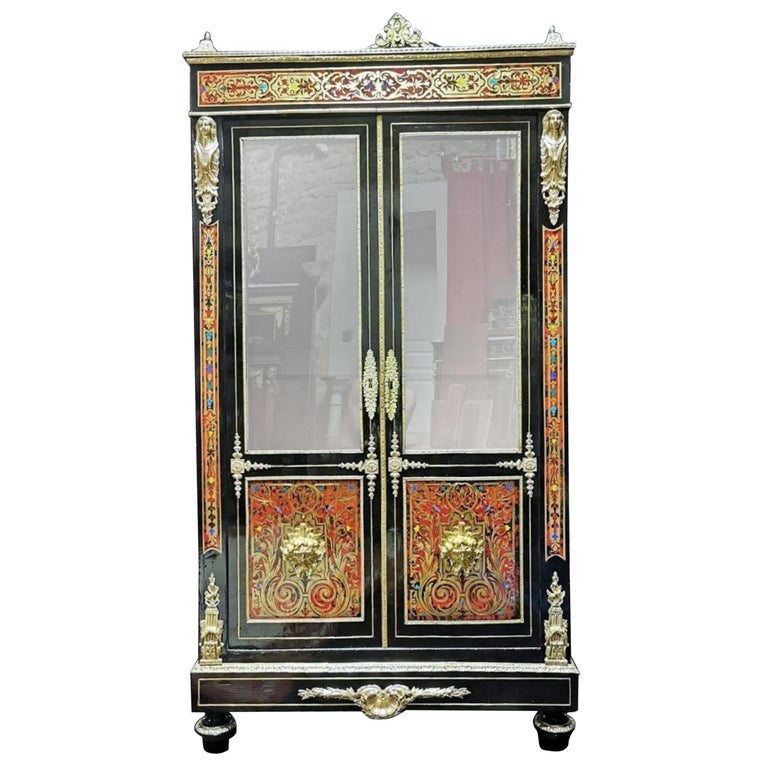 Napoleon III Boulle Vitrine Bookcase, France, 19th Century For Sale