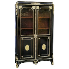 Antique Napoleon III Boulle Vitrine Bookcase, France, 19th Century