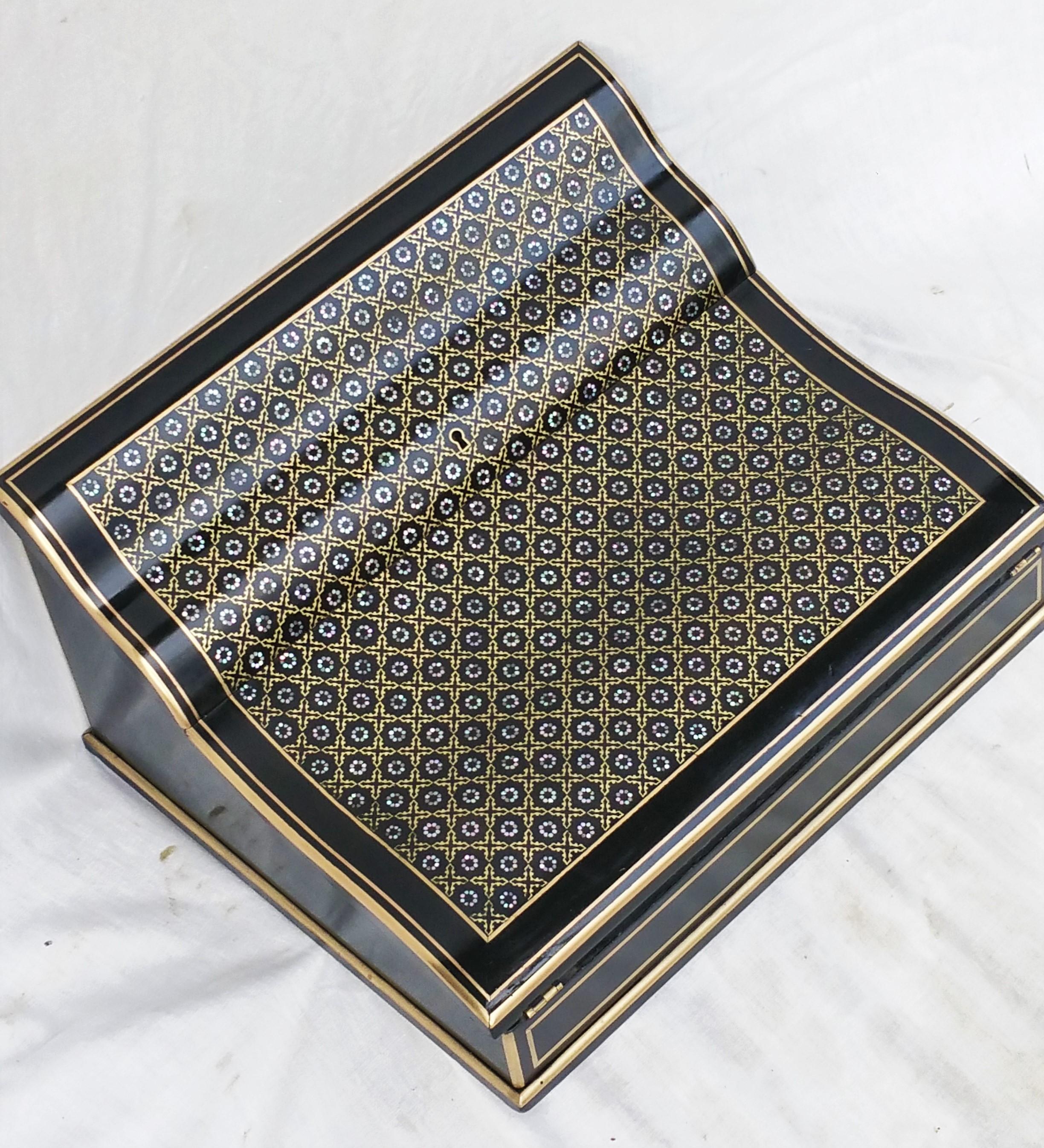 Brass Napoleon III Boulle Writing Cabinet Box, France, 1870