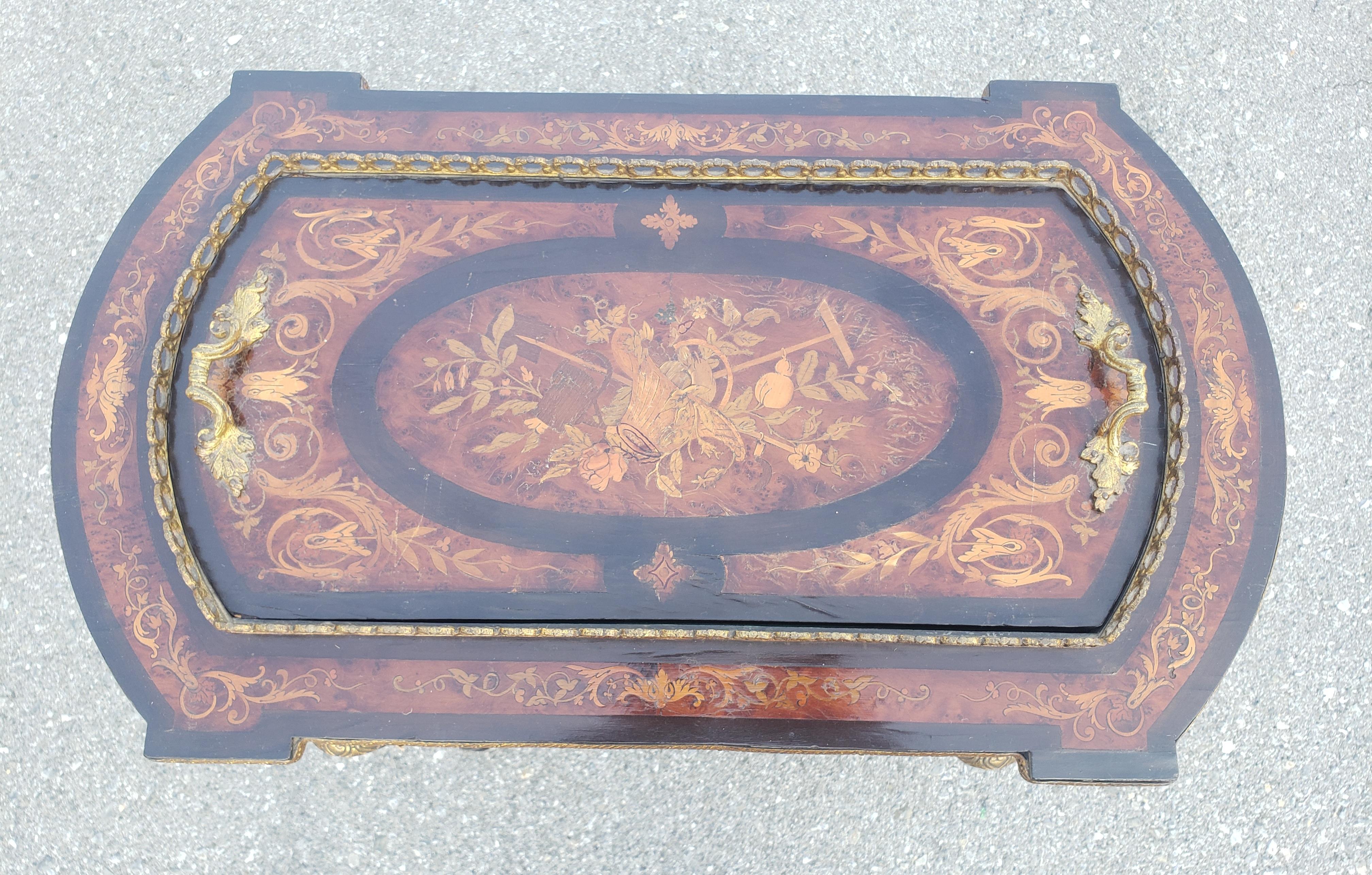 Napoleon III Brass Marquetry Boulle Inlay Ebonized Wood Planter Table, C. 1885  For Sale 5