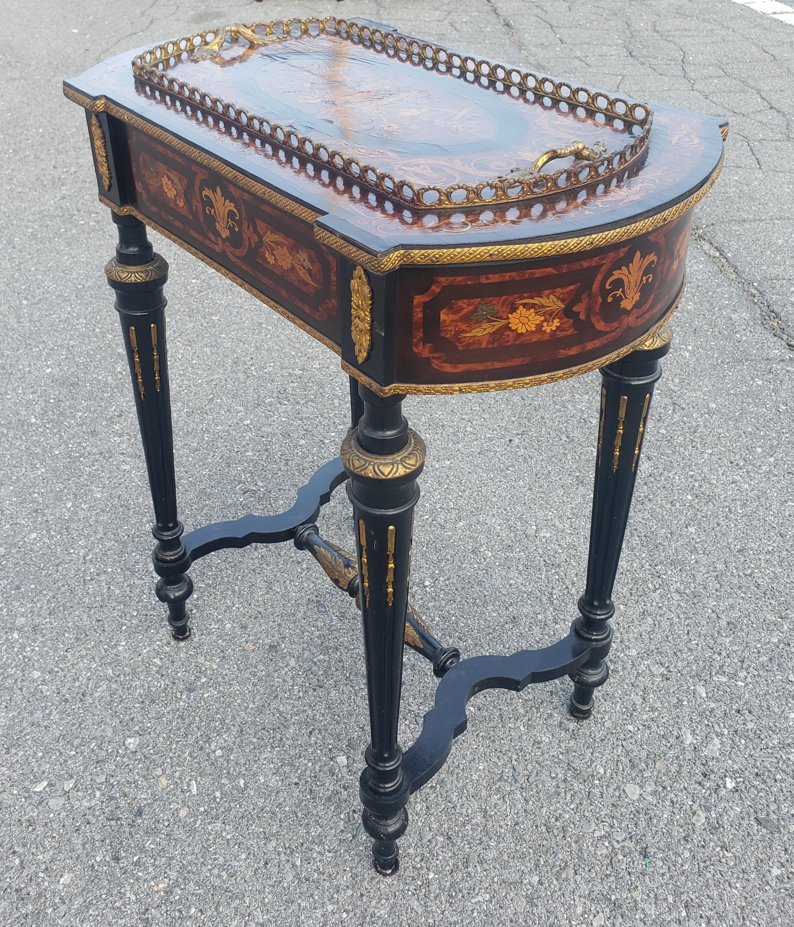 Napoleon III Brass Marquetry Boulle Inlay Ebonized Wood Planter Table, C. 1885  For Sale 6
