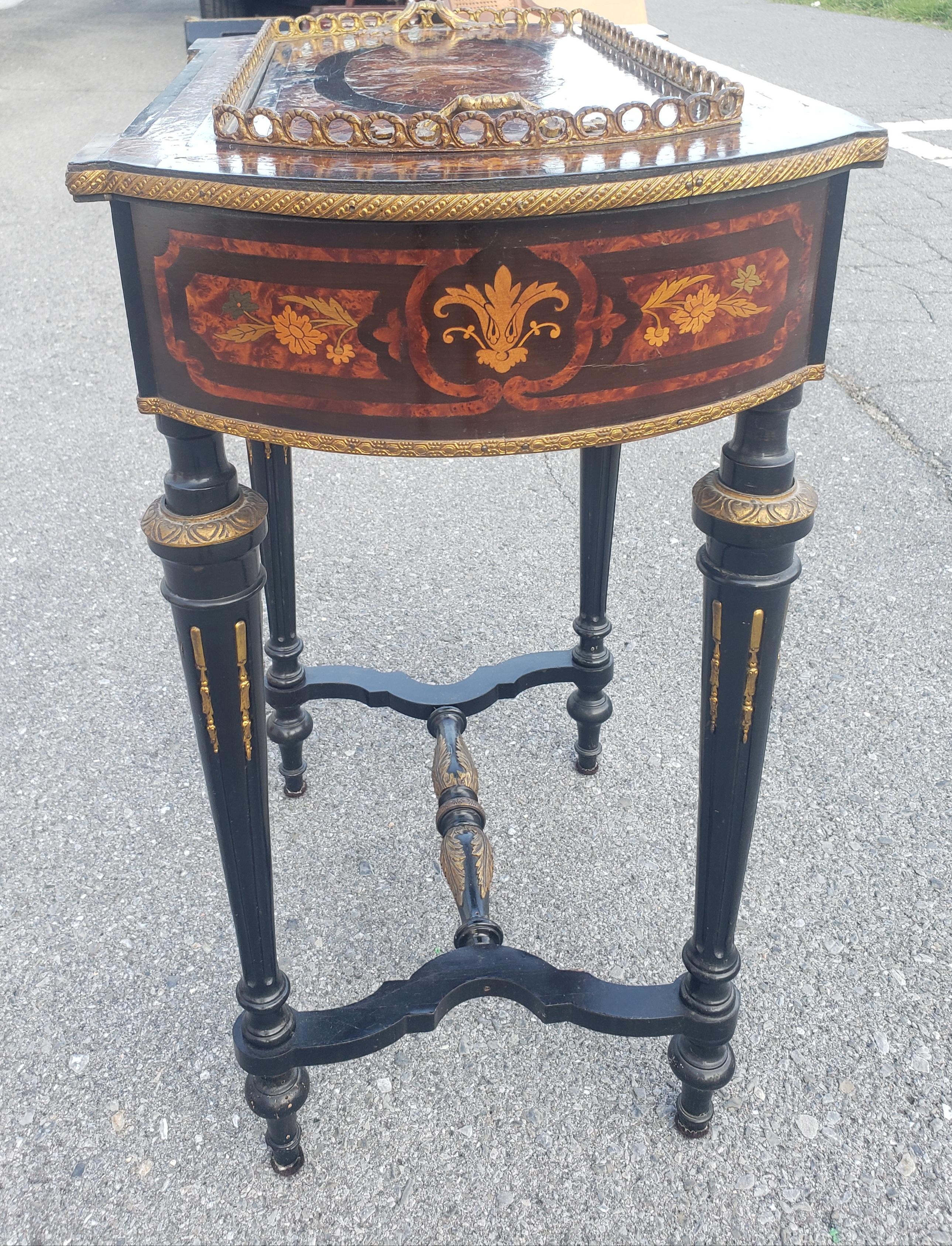 Napoleon III Brass Marquetry Boulle Inlay Ebonized Wood Planter Table, C. 1885  For Sale 7