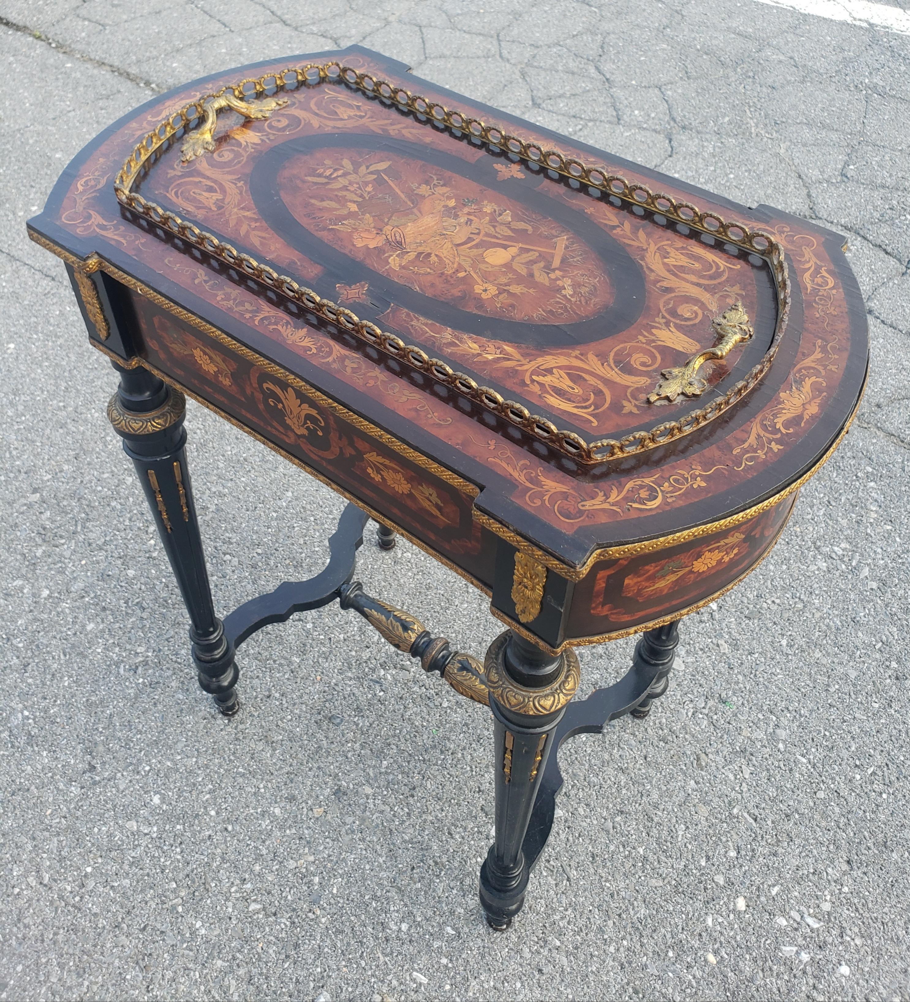 Napoleon III Brass Marquetry Boulle Inlay Ebonized Wood Planter Table, C. 1885  For Sale 9