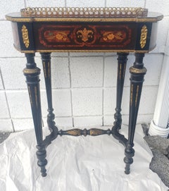 Napoleon III Brass Marquetry Boulle Inlay Ebonized Wood Planter Table, C. 1885