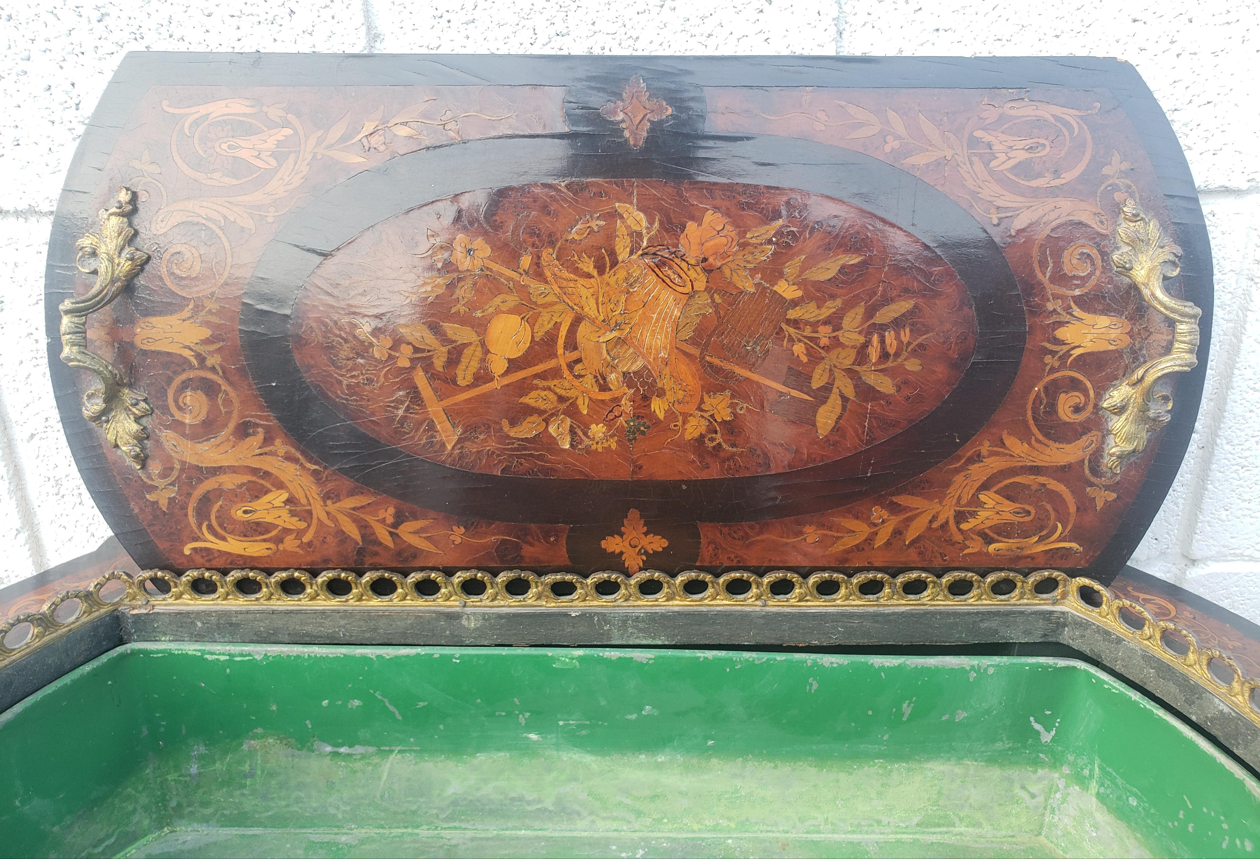 French Napoleon III Brass Marquetry Boulle Inlay Ebonized Wood Planter Table, C. 1885  For Sale