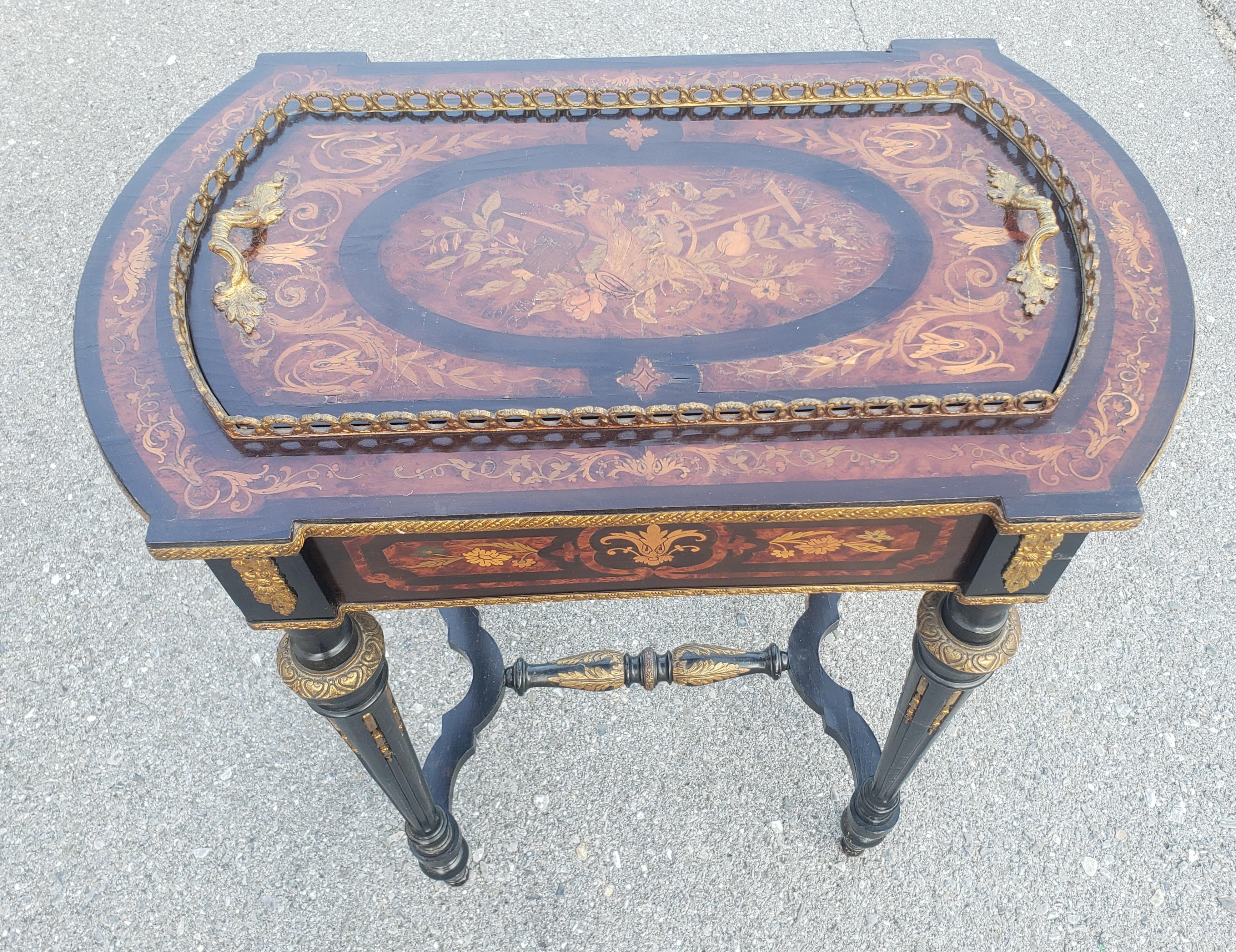 20th Century Napoleon III Brass Marquetry Boulle Inlay Ebonized Wood Planter Table, C. 1885  For Sale