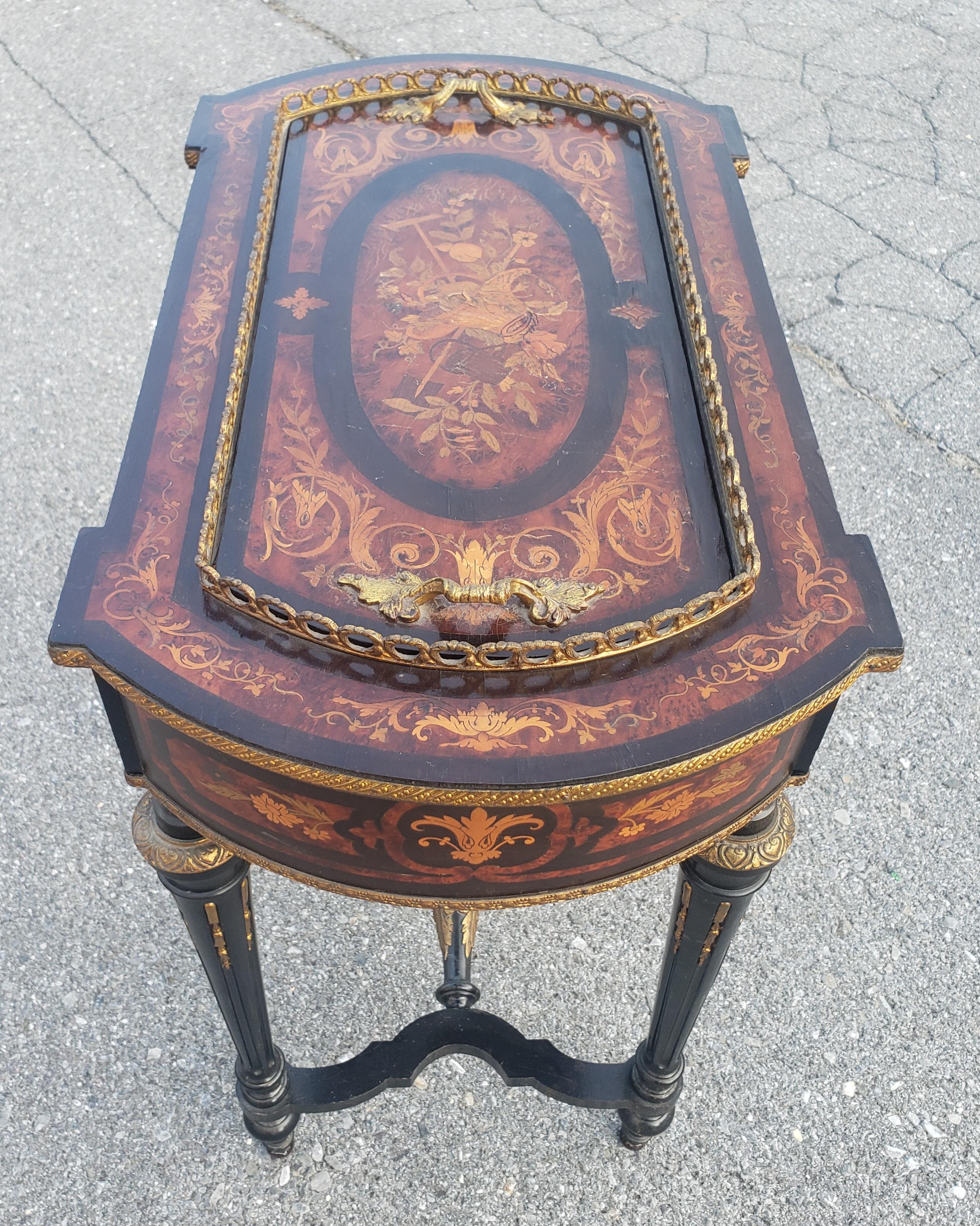 Napoleon III Brass Marquetry Boulle Inlay Ebonized Wood Planter Table, C. 1885  For Sale 1