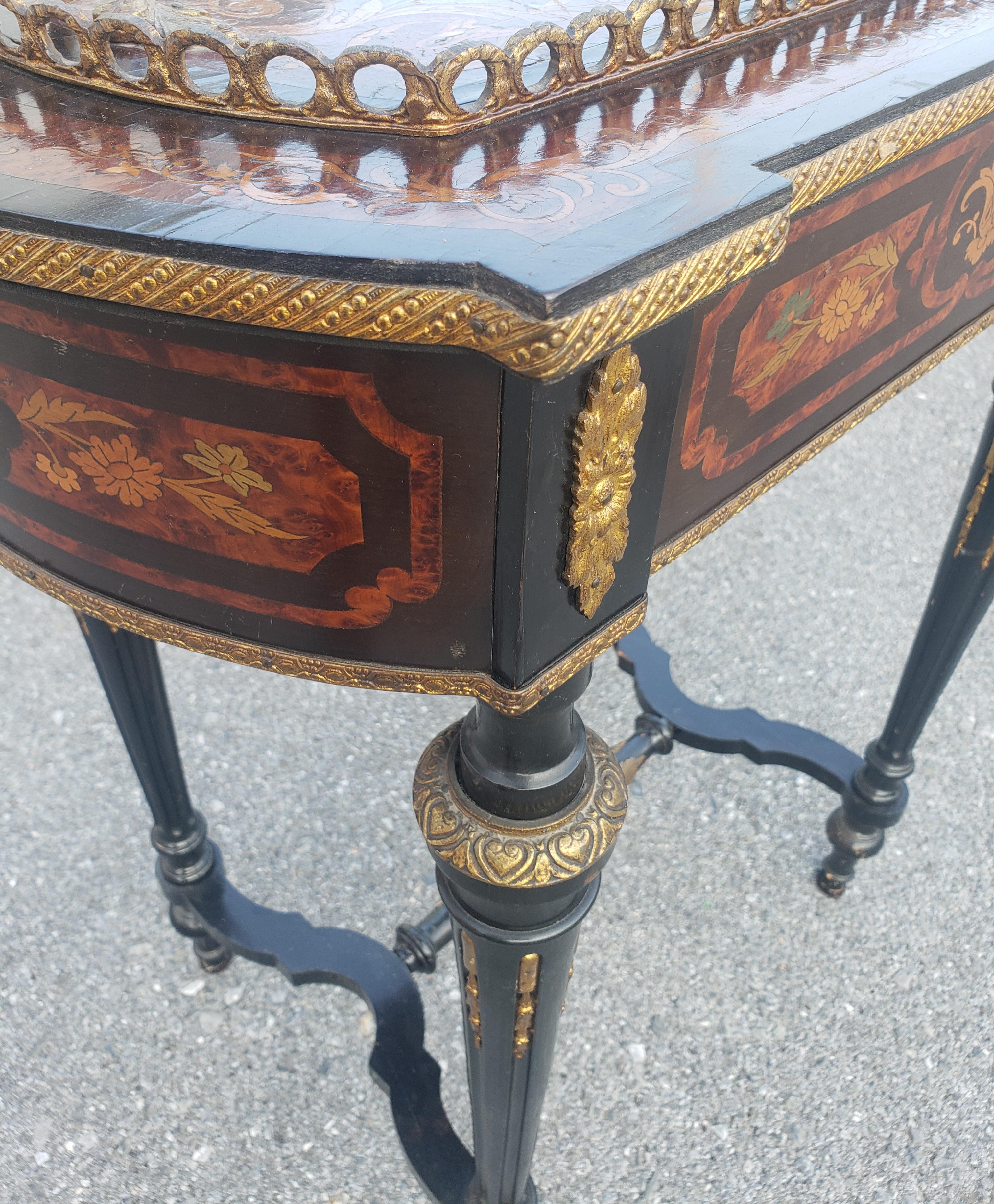 Napoleon III Brass Marquetry Boulle Inlay Ebonized Wood Planter Table, C. 1885  For Sale 2