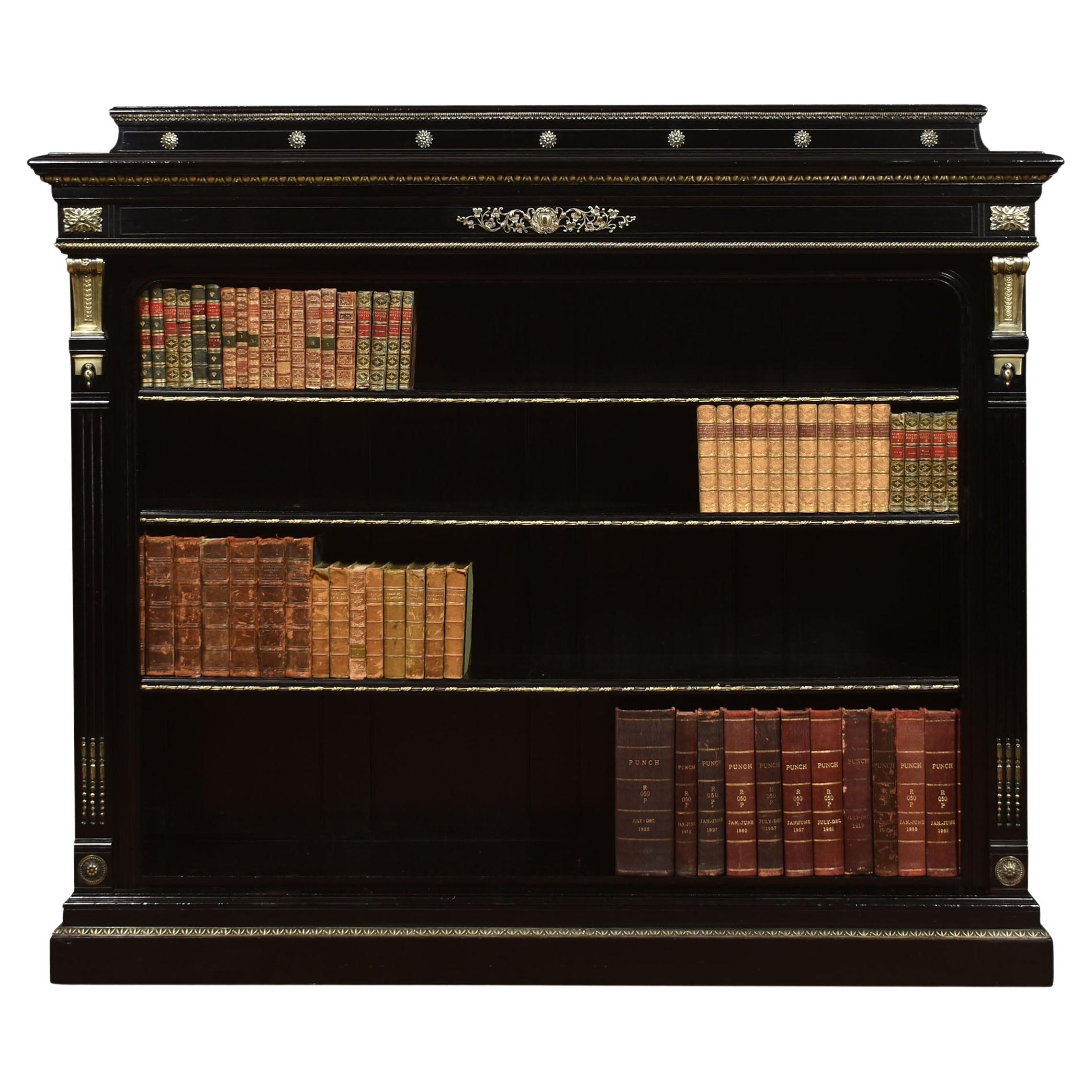 Napoleon III Brass Mounted Open Bookcase For Sale