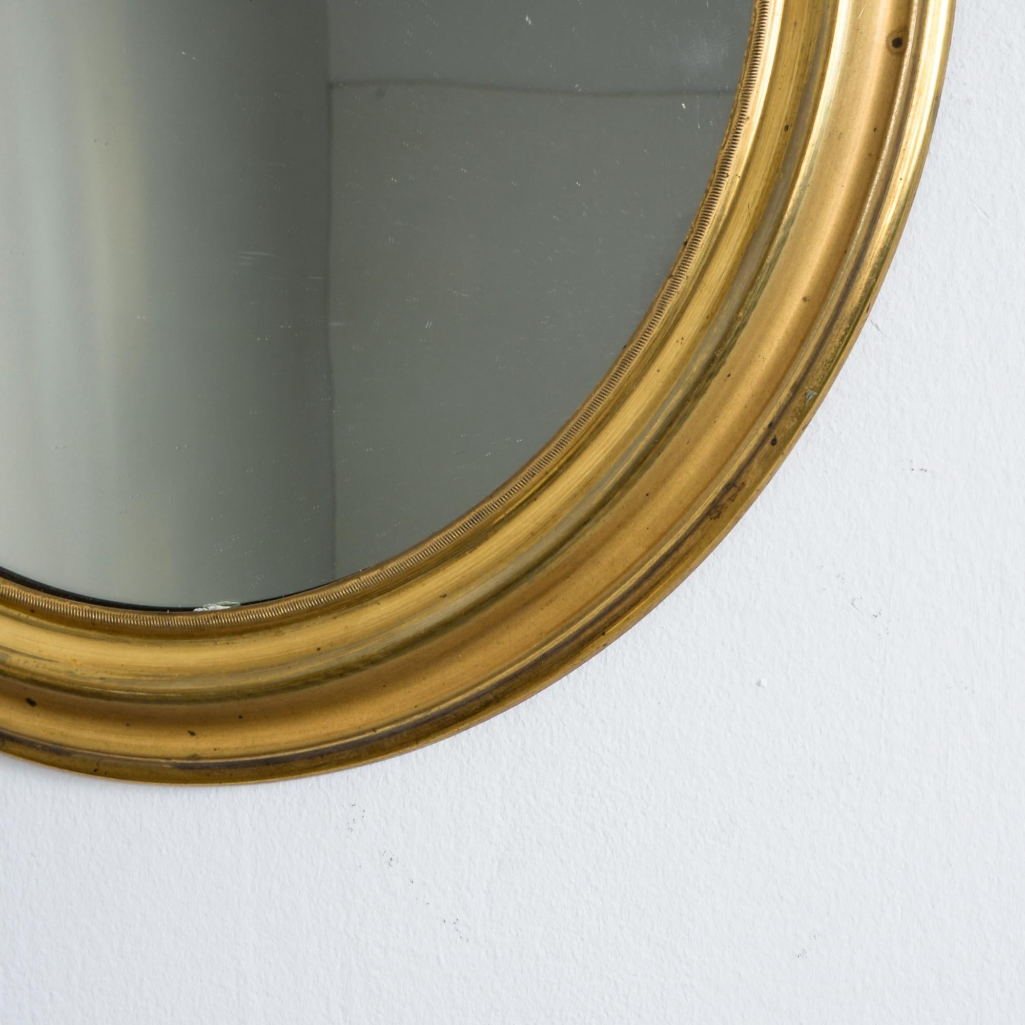 French Napoleon III Brass Oval Mirror