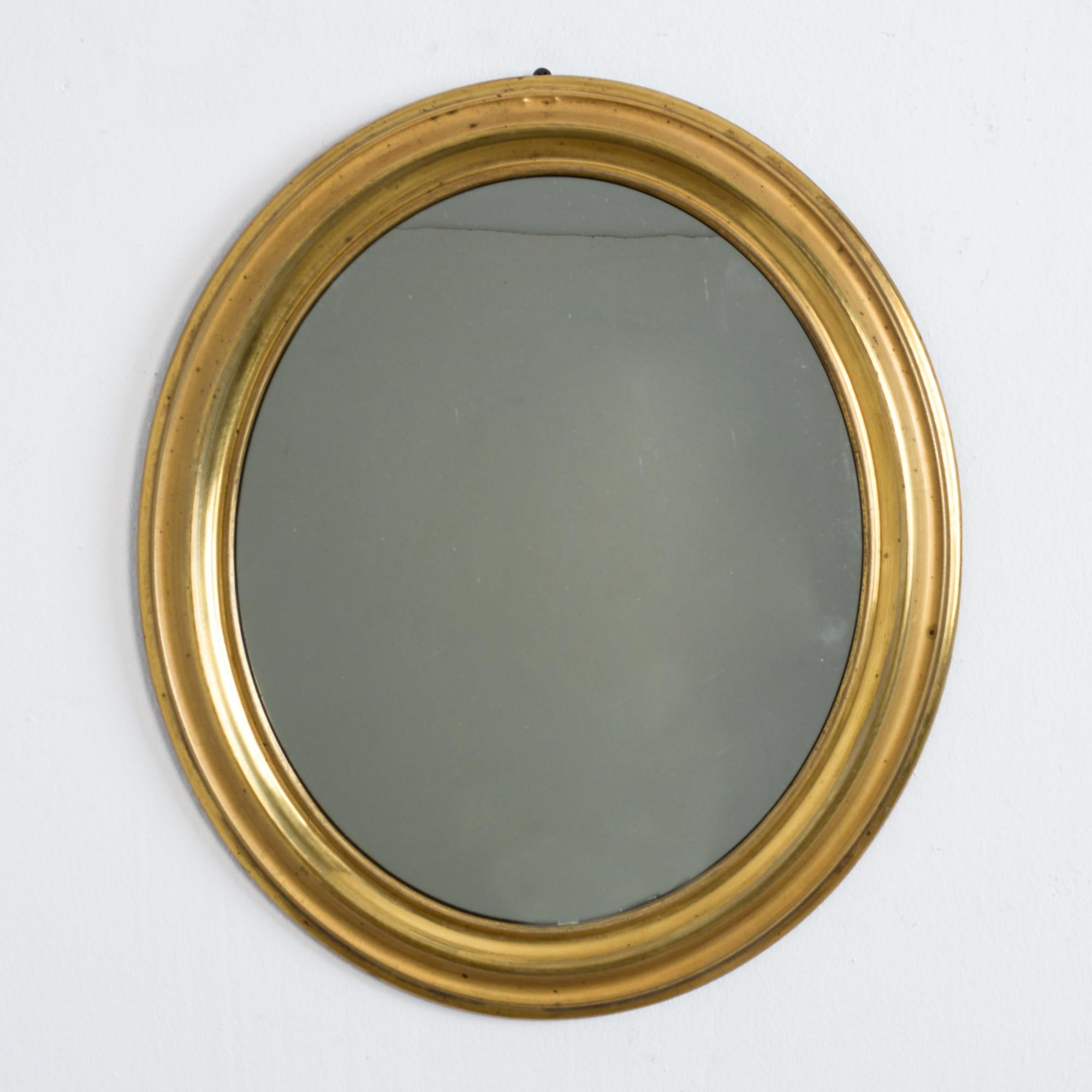 Repoussé Napoleon III Brass Oval Mirror