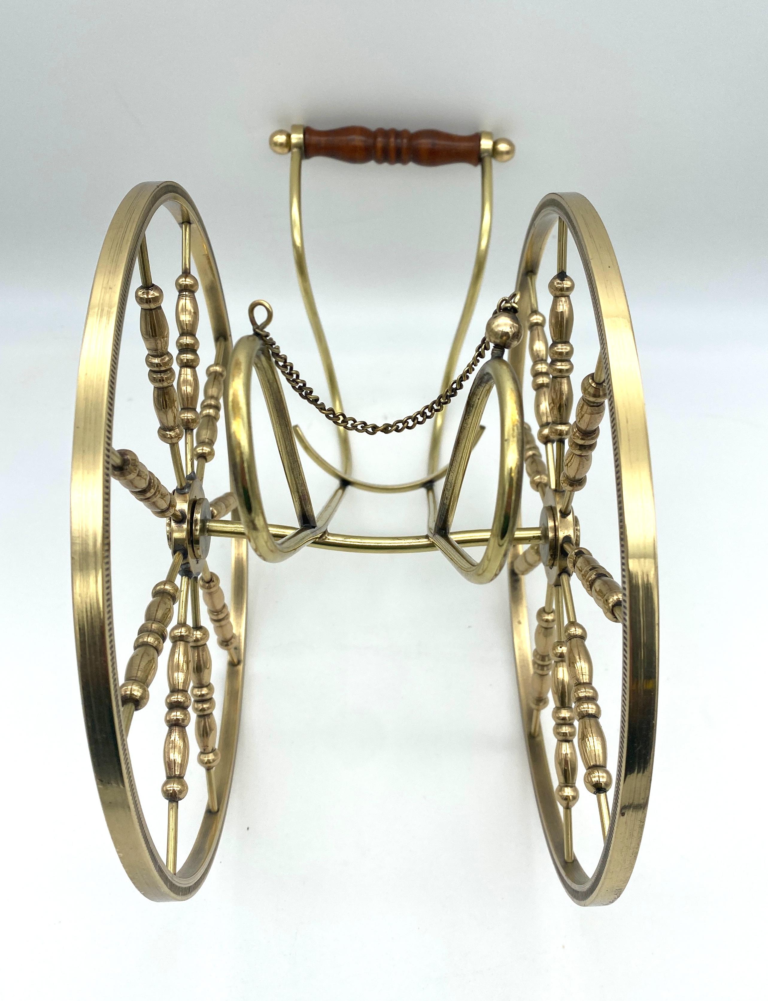 French Napoleon III Brass  & Wood 'Cannon' Wine Trolley  For Sale