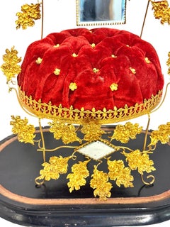 Napoleon III Bridal Cushion Under Glass Dome, Late 19th Century