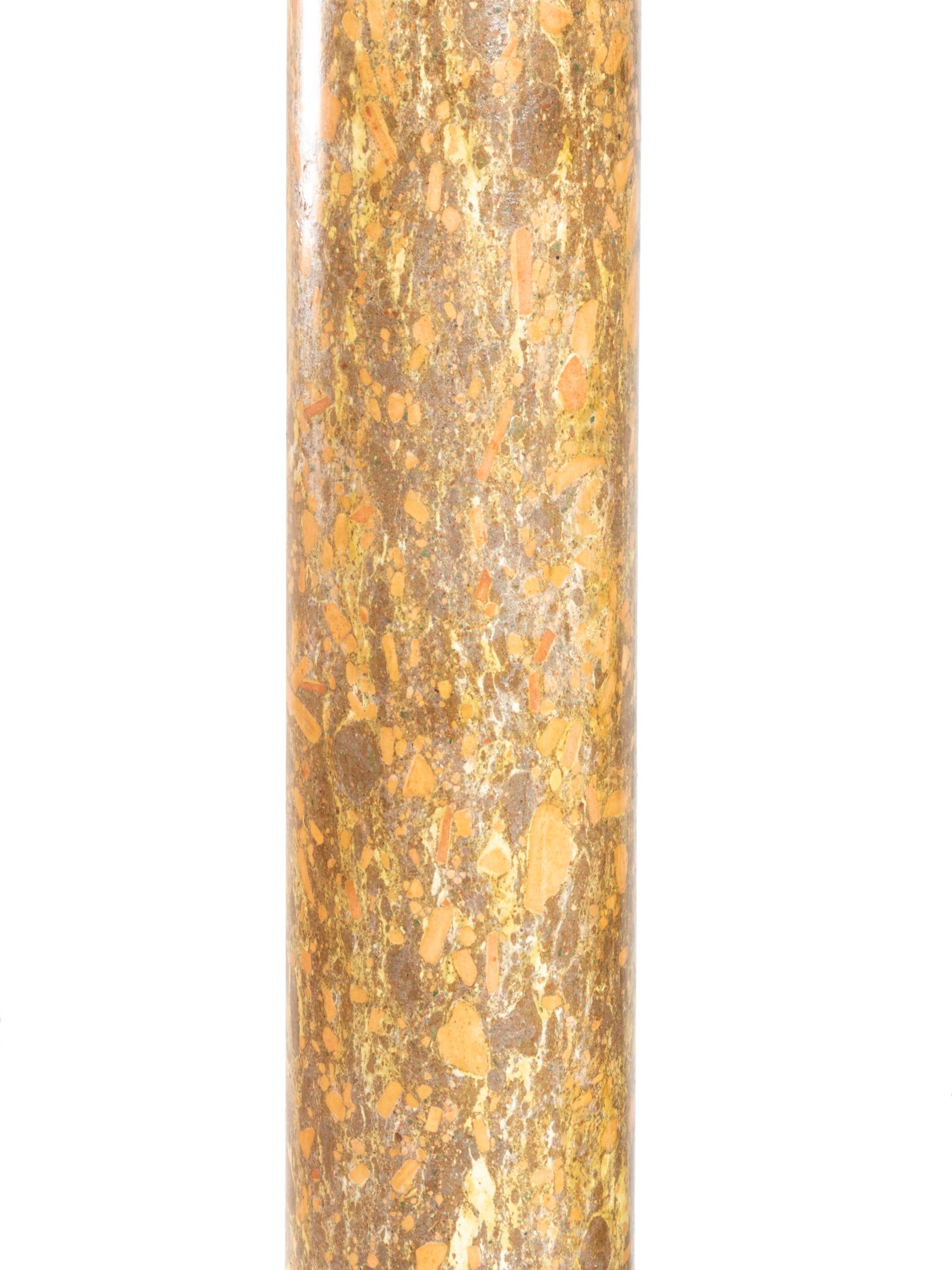 Gilt Napoleon III Brocatelle Marble Ornamental Pedestal Column, 19th Century For Sale