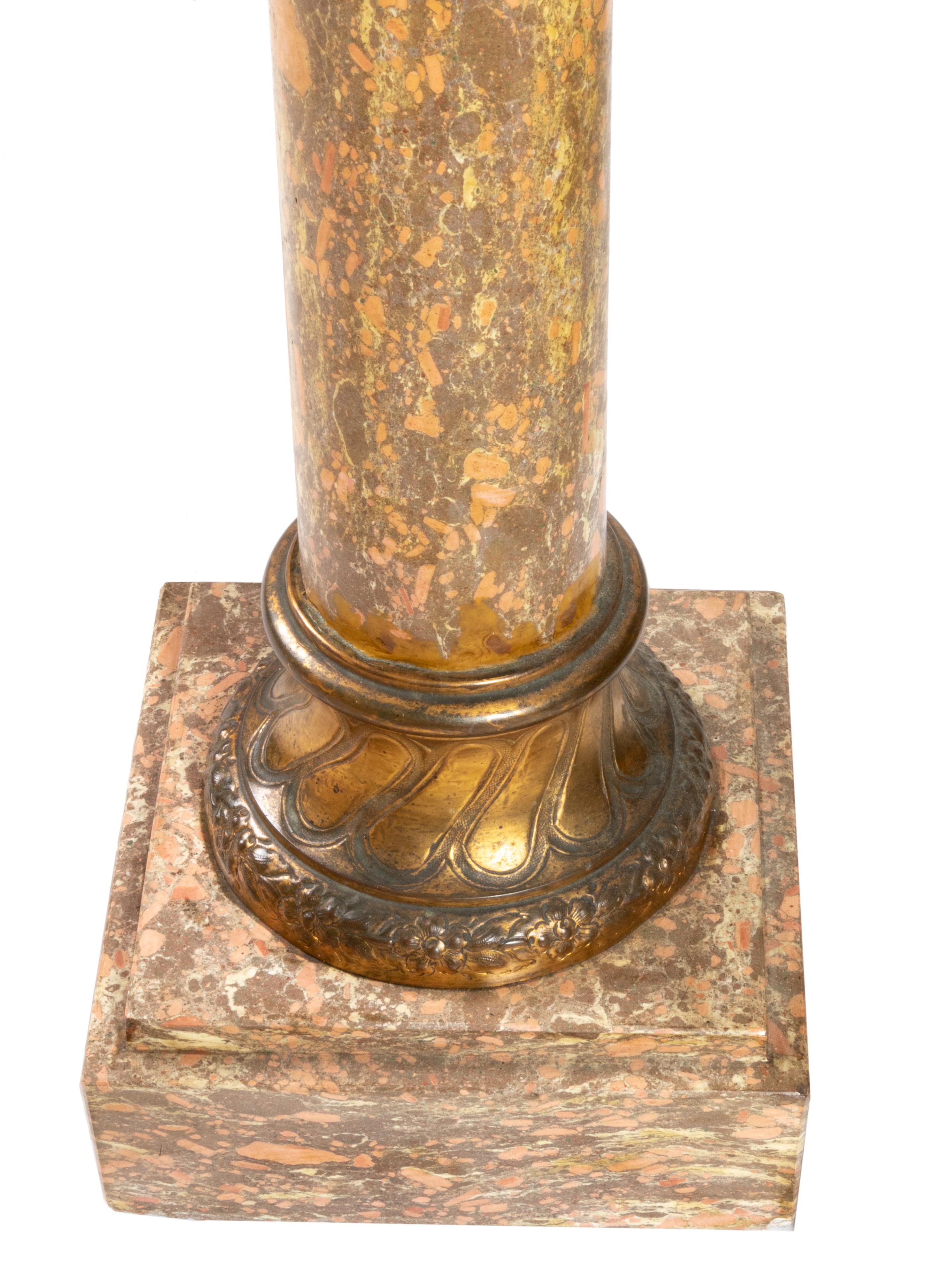 Napoleon III Brocatelle Marble Ornamental Pedestal Column, 19th Century In Good Condition For Sale In Lisbon, PT