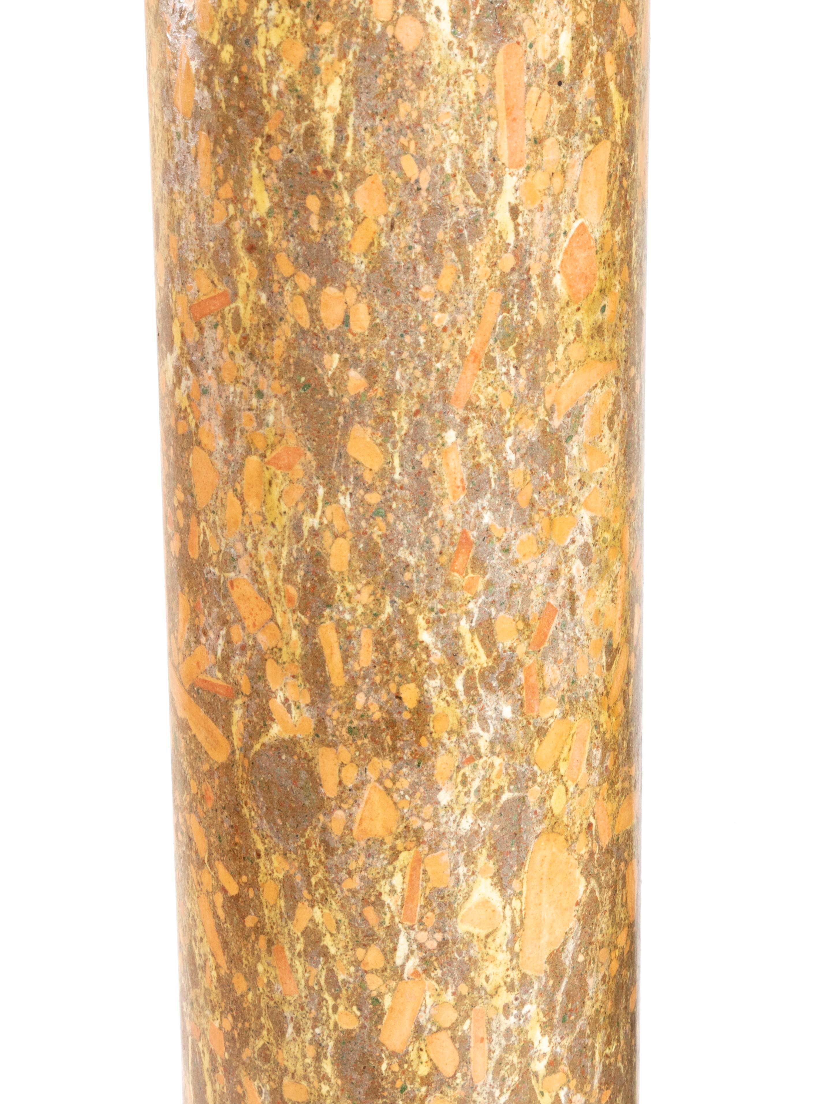 Metal Napoleon III Brocatelle Marble Ornamental Pedestal Column, 19th Century For Sale
