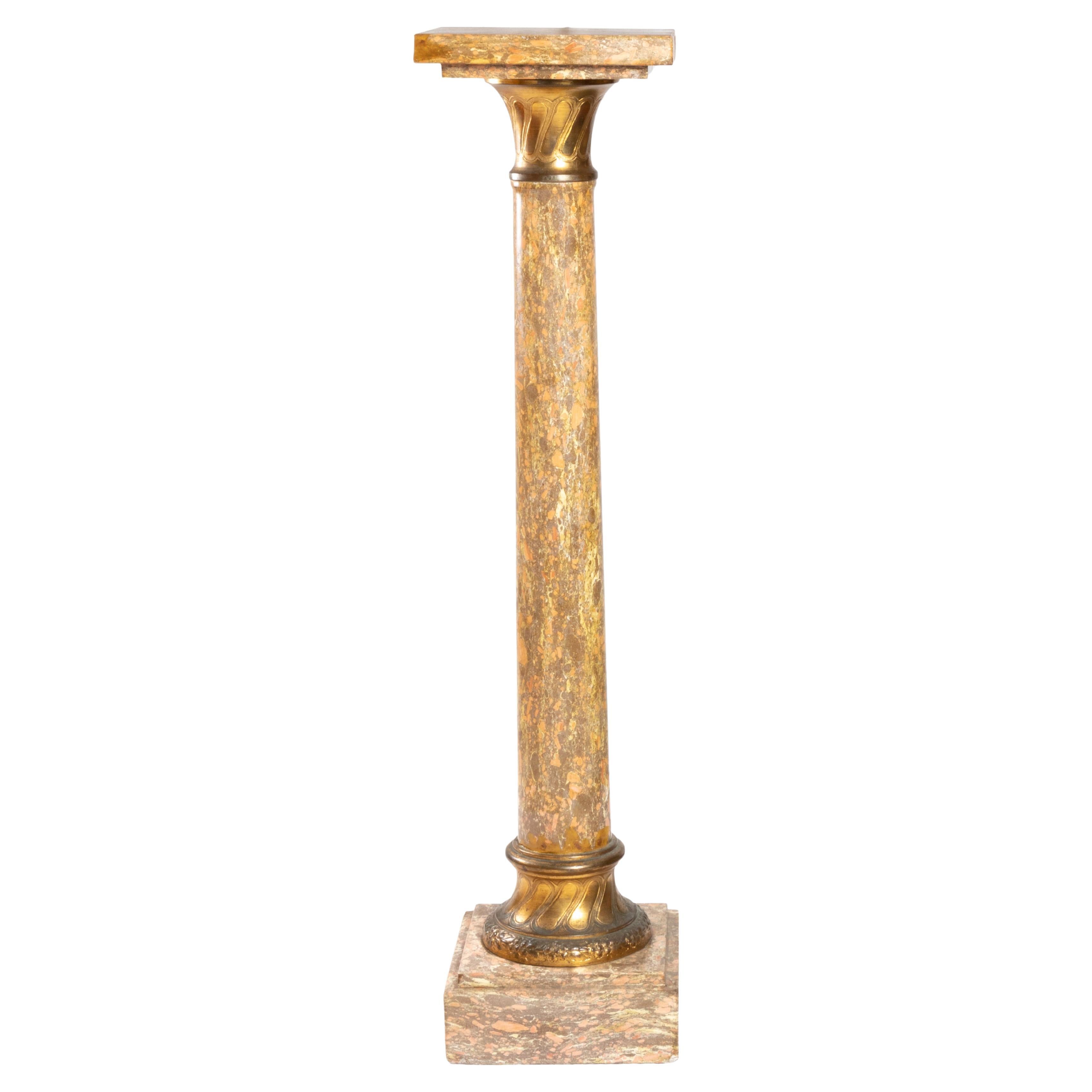Napoleon III Brocatelle Marble Ornamental Pedestal Column, 19th Century