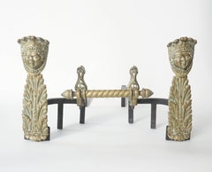 Napoleon III Bronze and Iron Andirons, France, circa 1860