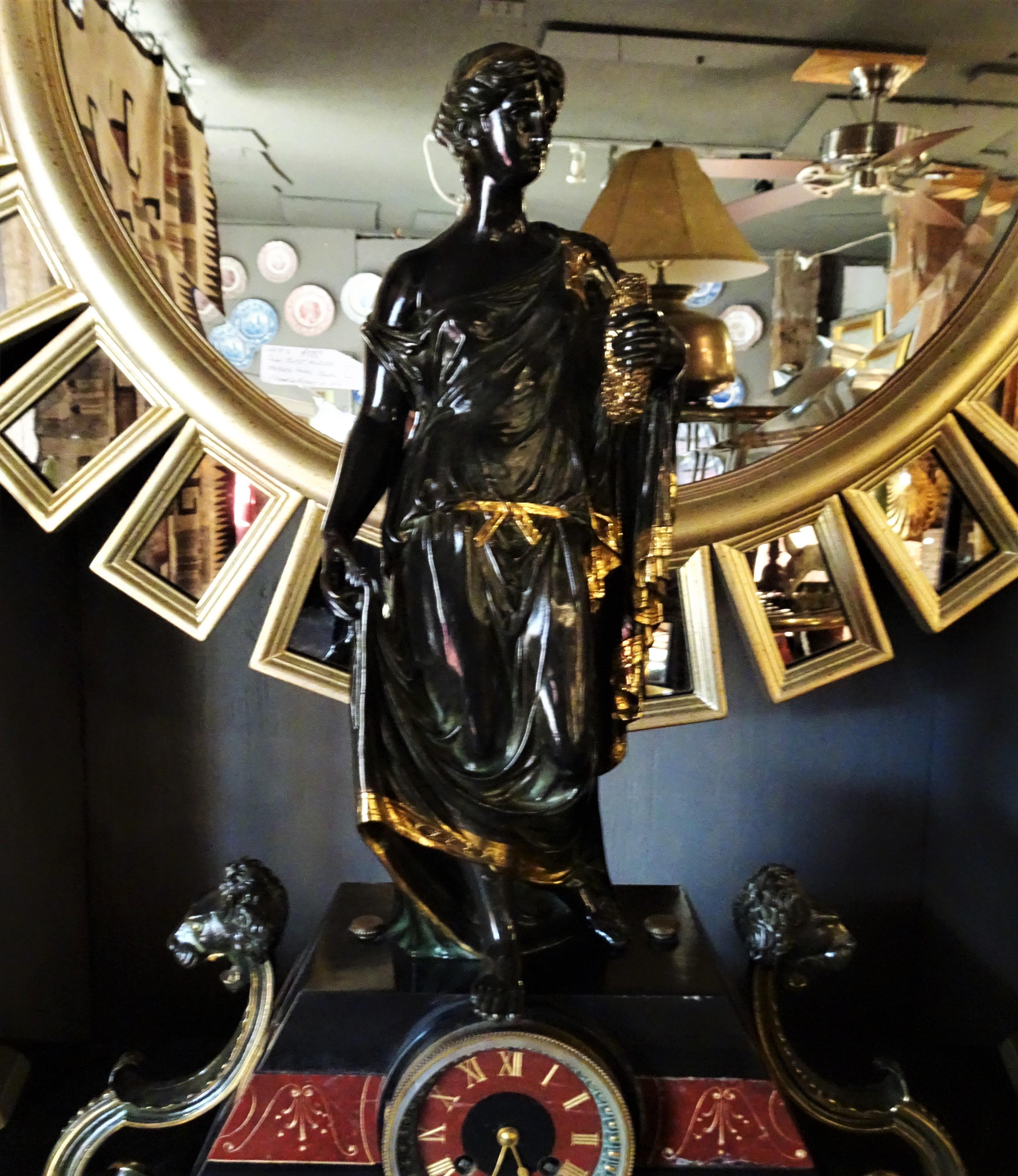 Napoleon III Bronze and Marble Clock Depicting Minerva as Bringer of Peace For Sale 9