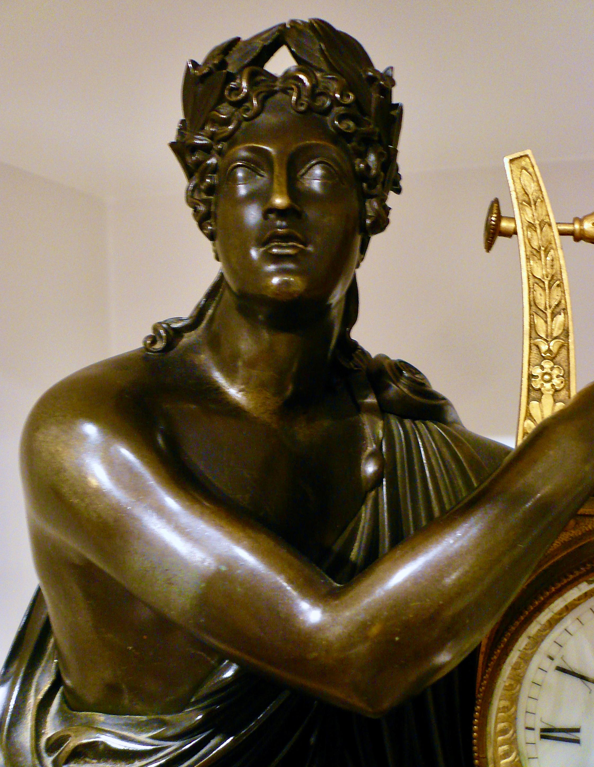 Napoleon III Bronze and Sienna Marble Figural Mantel Clock of Orpheus by Destape 5