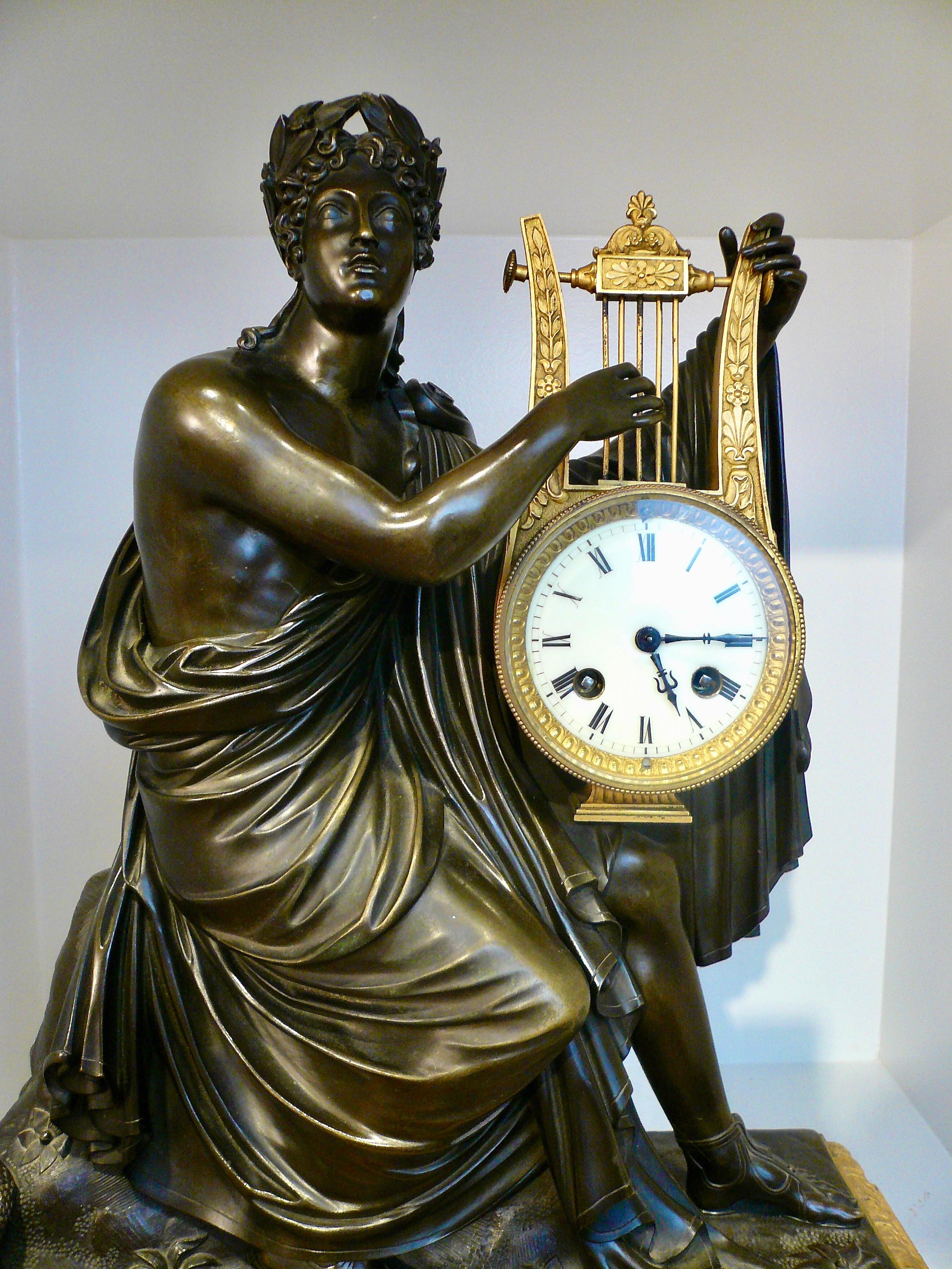 Napoleon III Bronze and Sienna Marble Figural Mantel Clock of Orpheus by Destape 6