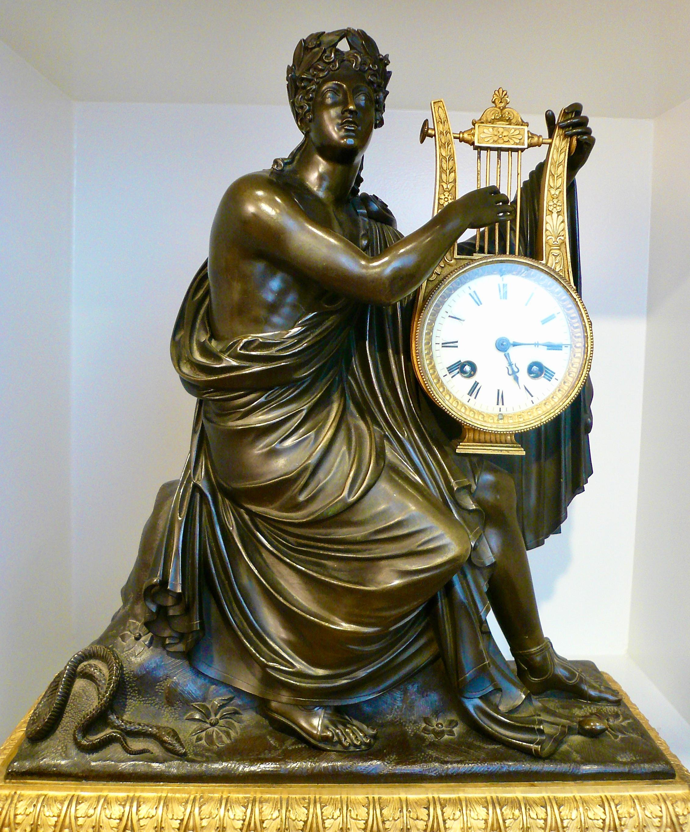 Napoleon III Bronze and Sienna Marble Figural Mantel Clock of Orpheus by Destape 8