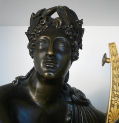 Napoleon III Bronze and Sienna Marble Figural Mantel Clock of Orpheus by Destape