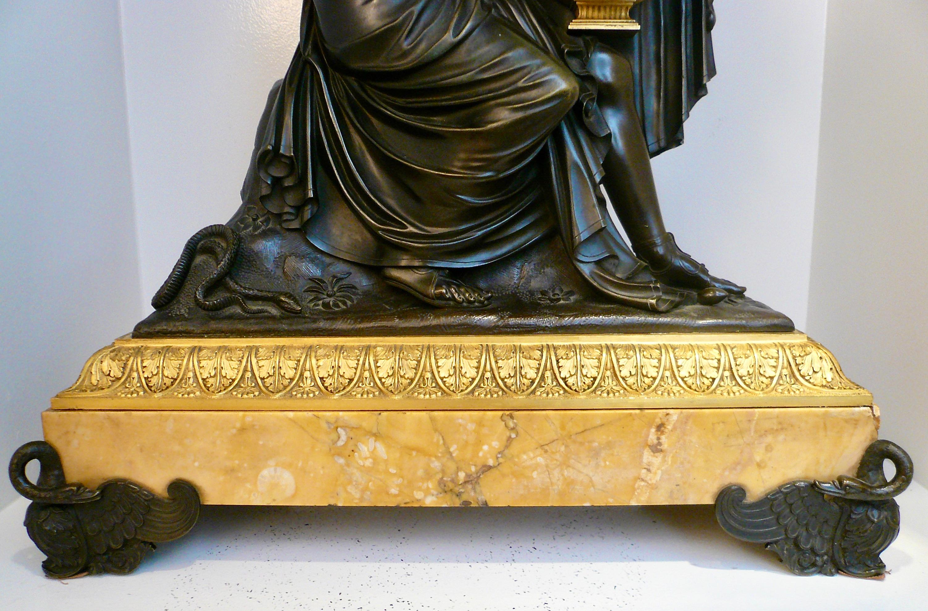 Napoleon III Bronze and Sienna Marble Figural Mantel Clock of Orpheus by Destape 1