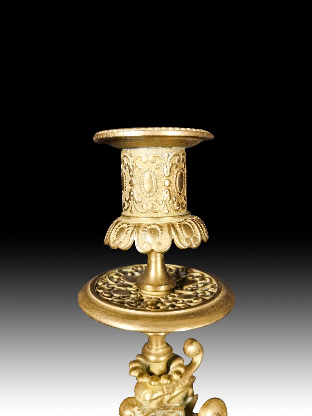 Hand-Crafted Napoleon III Bronze Candlestick, 19th Century For Sale