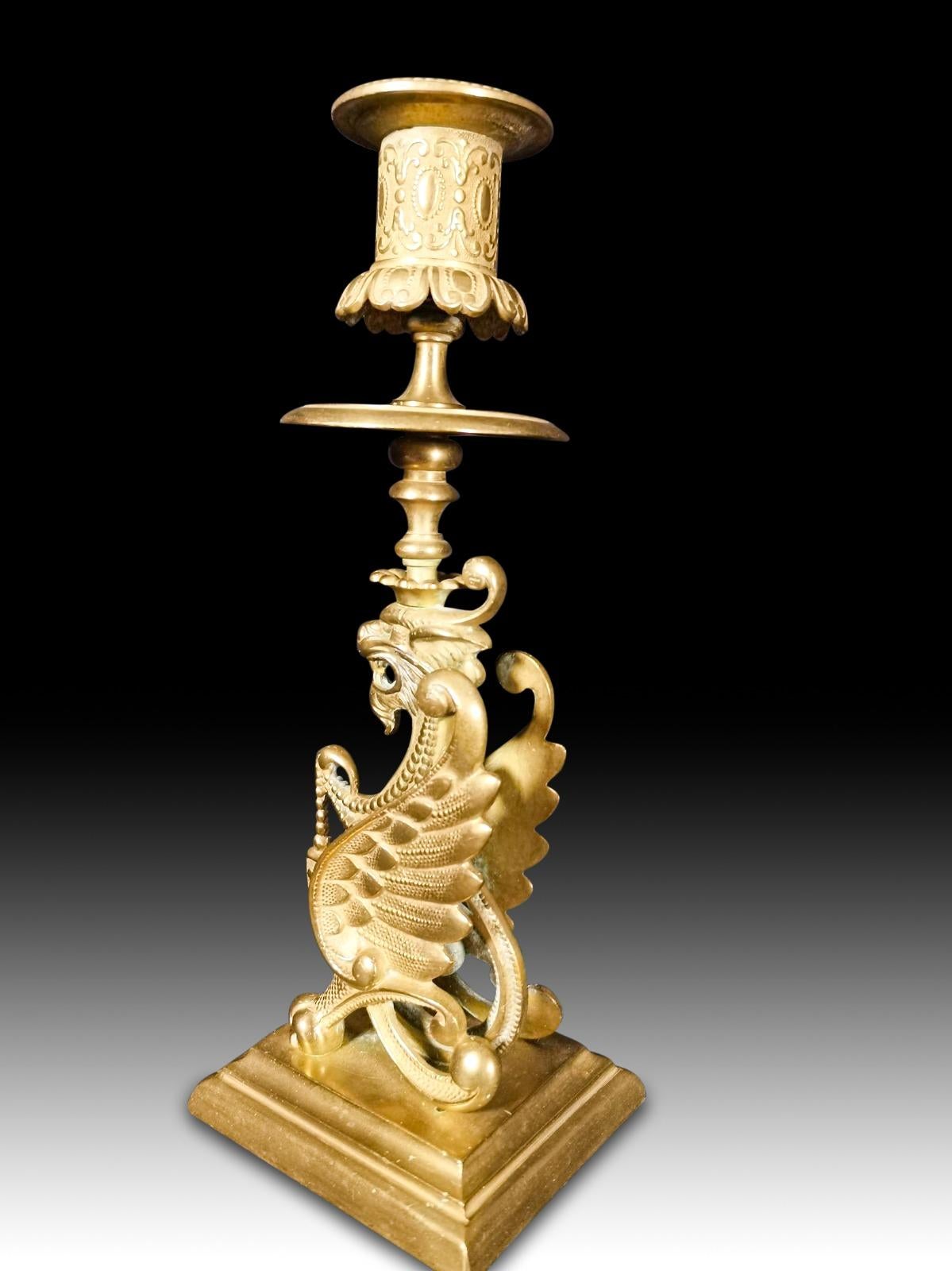 Napoleon III Bronze Candlestick, 19th Century For Sale 2