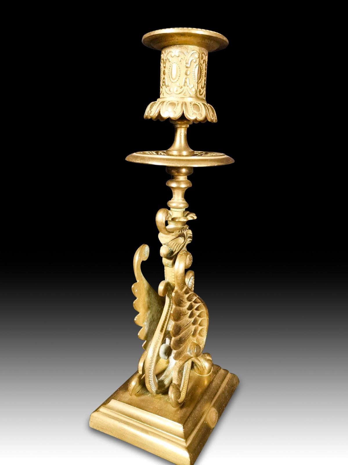 Napoleon III Bronze Candlestick, 19th Century For Sale 3