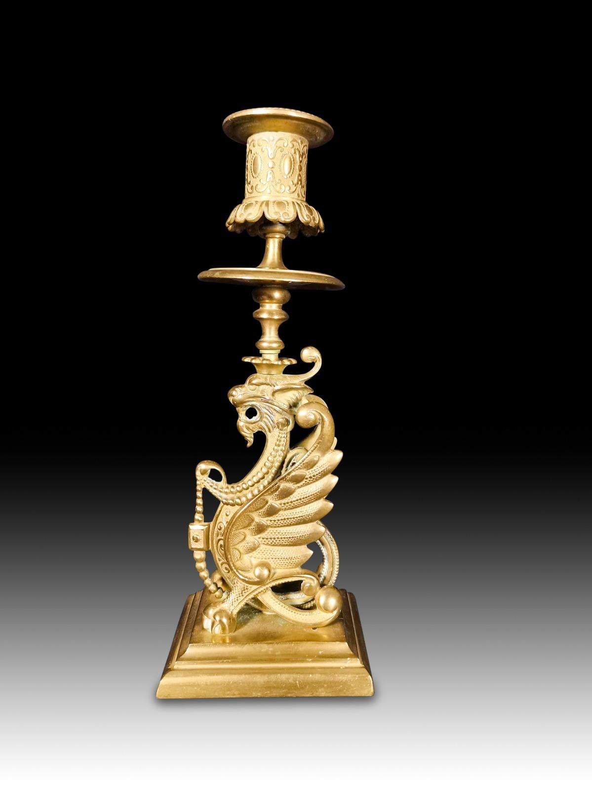Napoleon III Bronze Candlestick, 19th Century For Sale 4