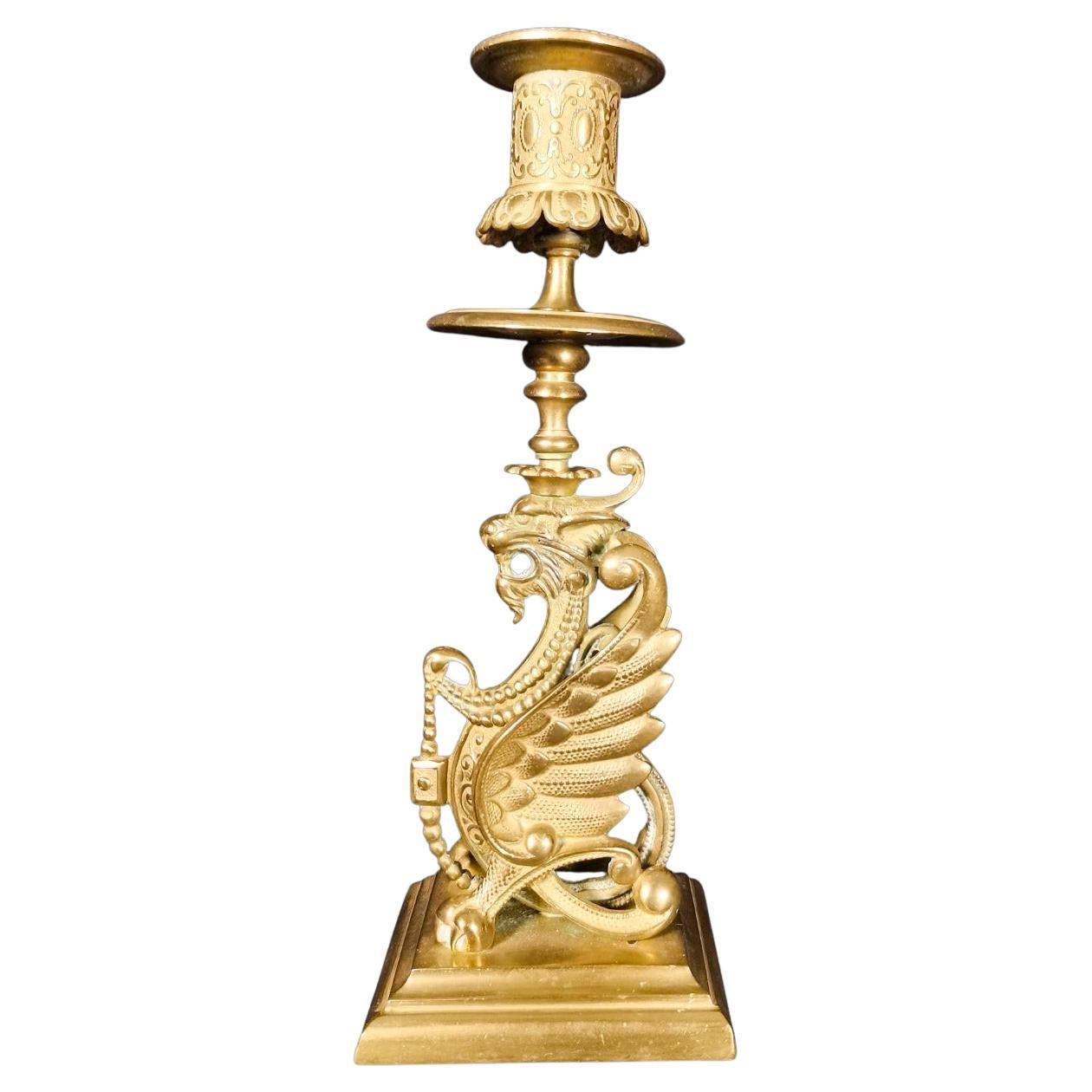 Napoleon III Bronze Candlestick, 19th Century For Sale